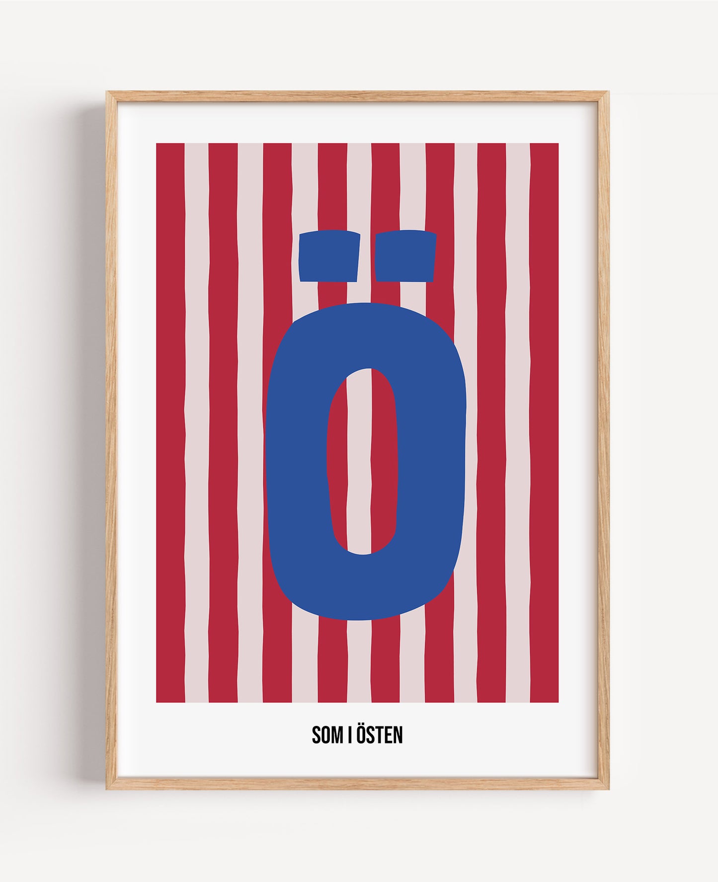 Randig bokstavsposter – rosa & röd