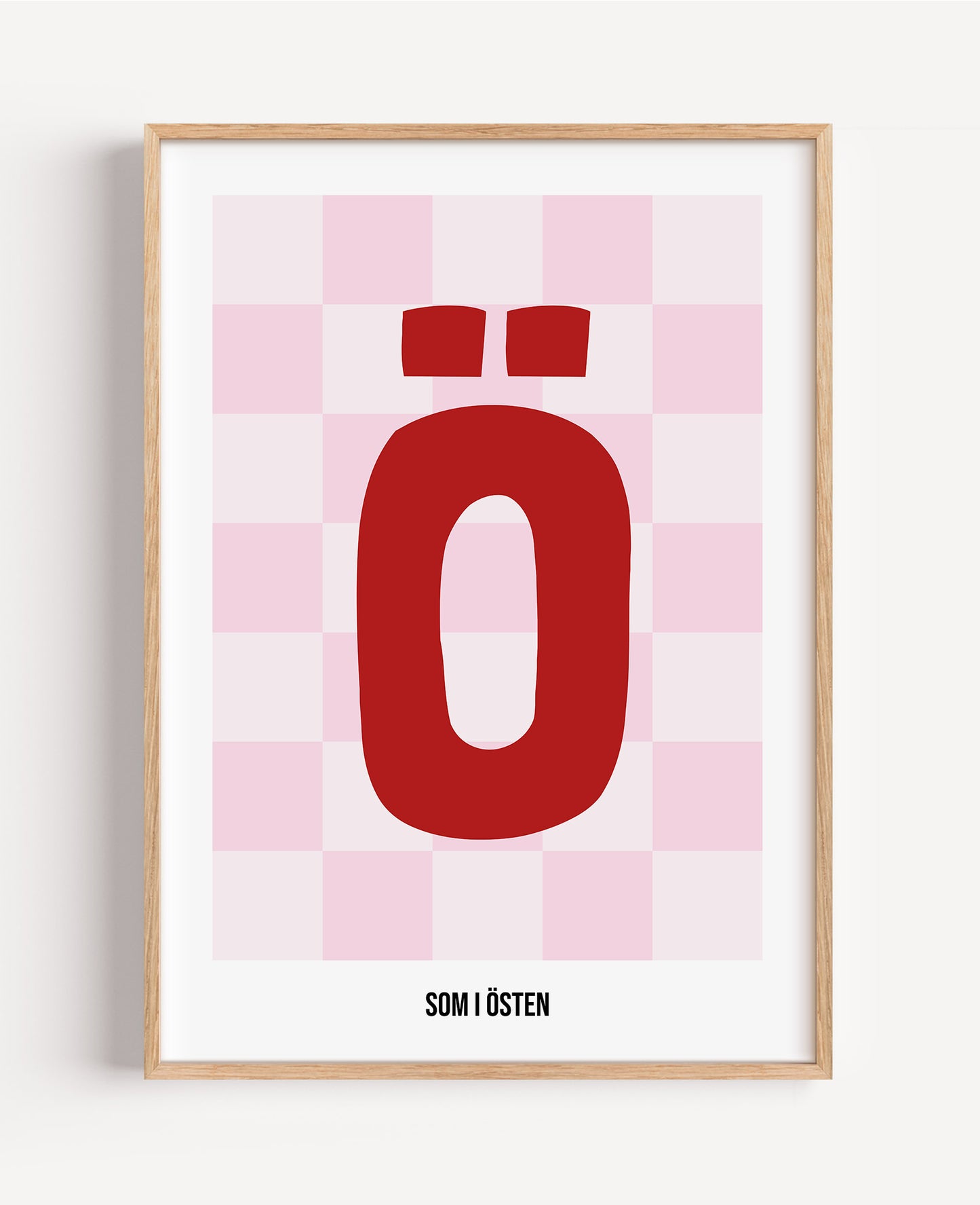 Rutig bokstavsposter – rosa