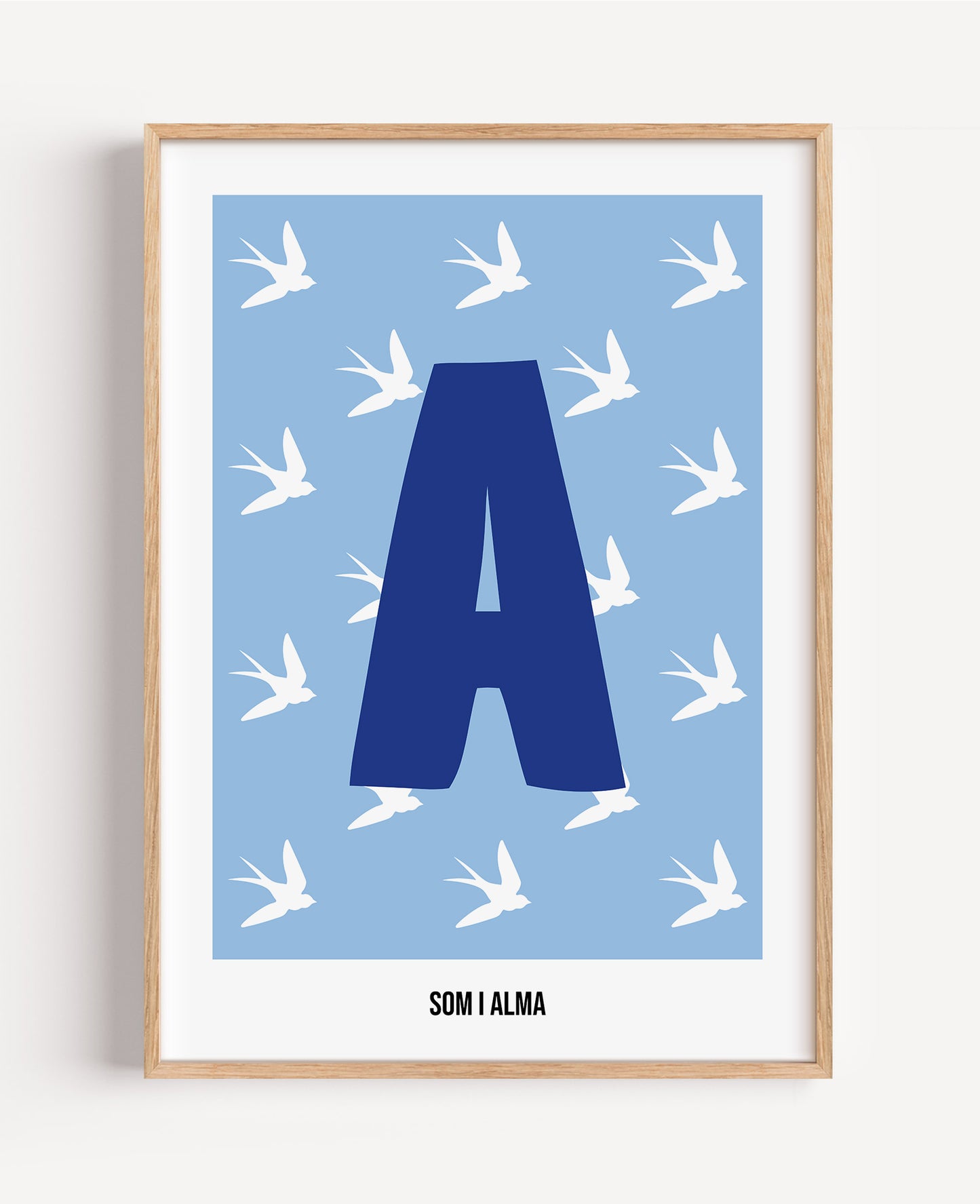 Bokstavsposter med fåglar – blå
