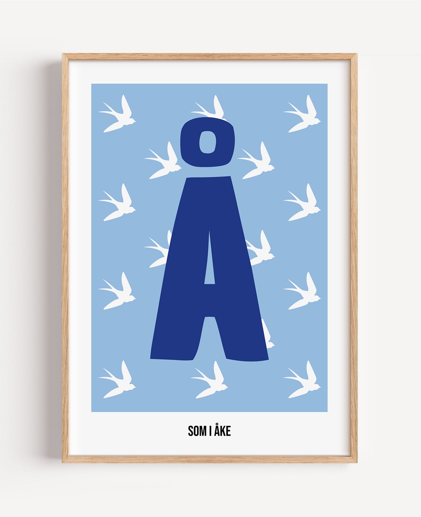Bokstavsposter med fåglar – blå