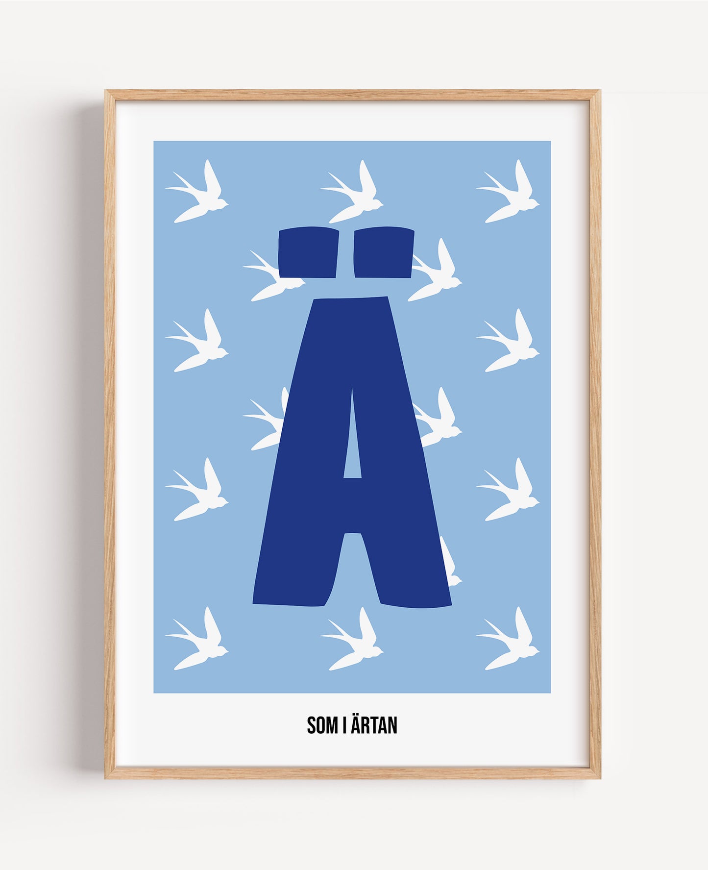 Bokstavsposter med fåglar – blå