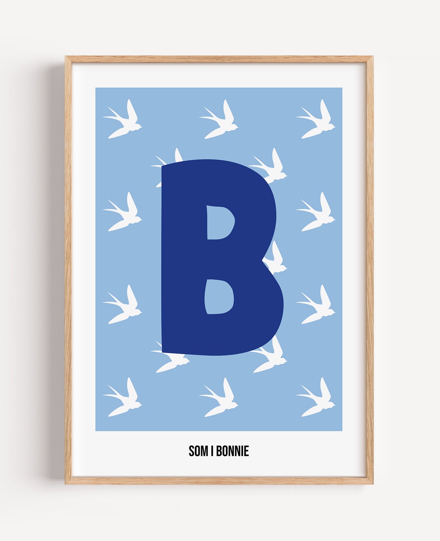 Bokstavsposter med fåglar – blå