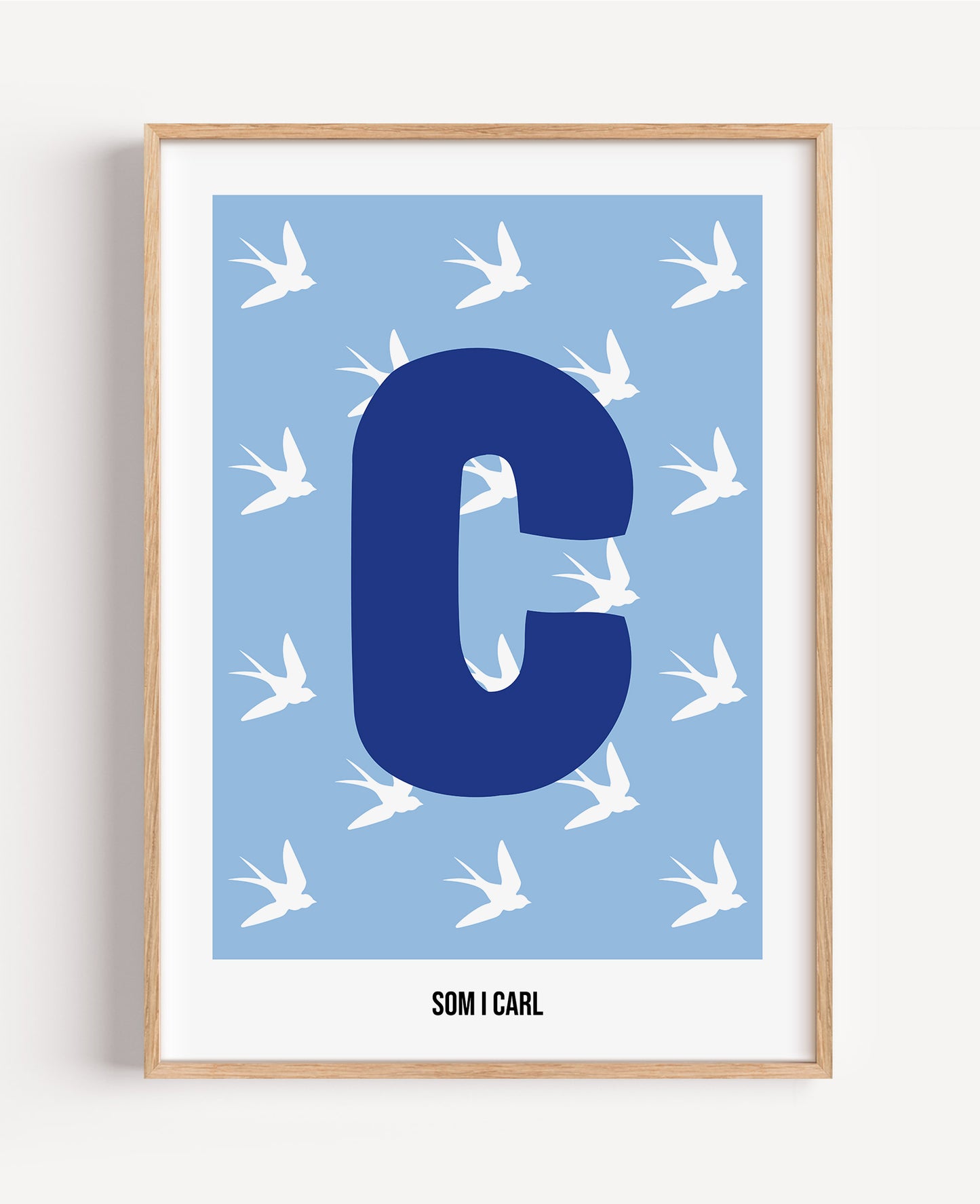 Bokstavsposter med fåglar – blå