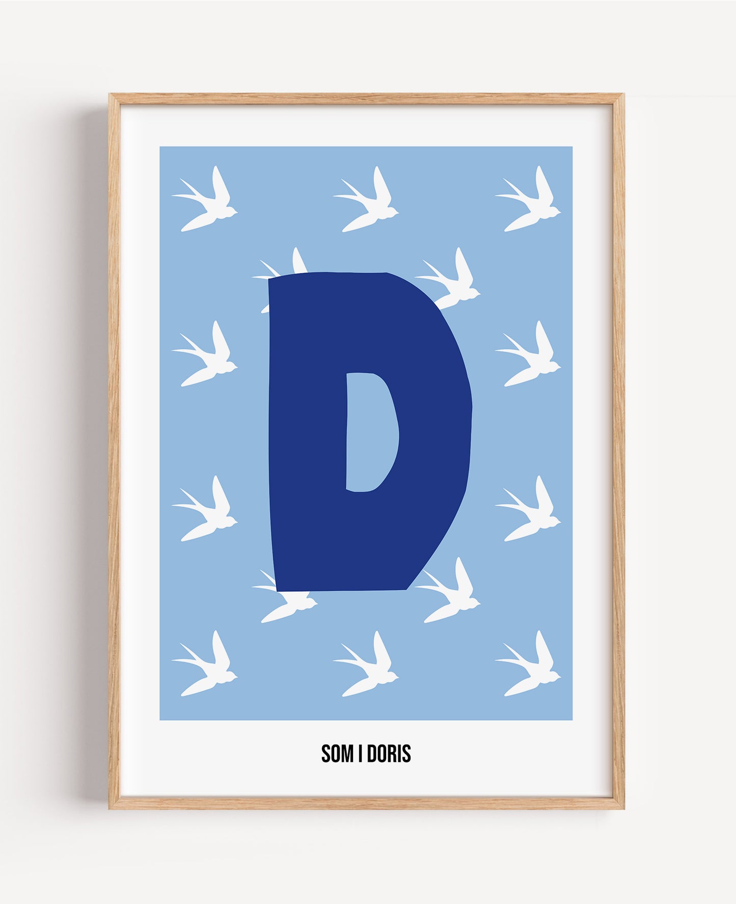 Bokstavsposter med fåglar – blå