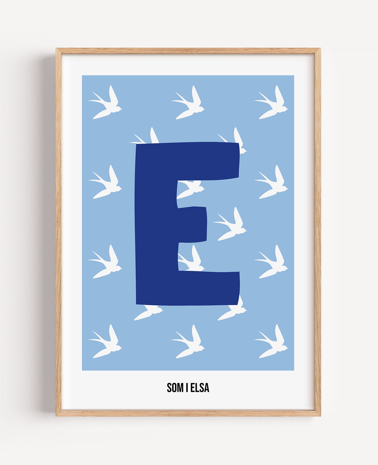 Bokstavsposter med fåglar – blå