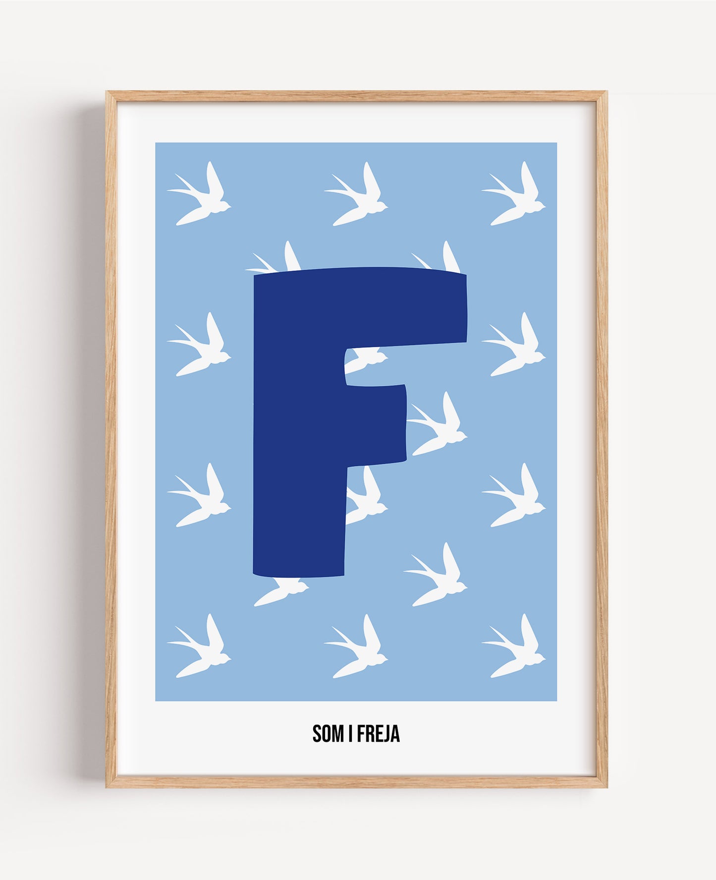 Bokstavsposter med fåglar – blå