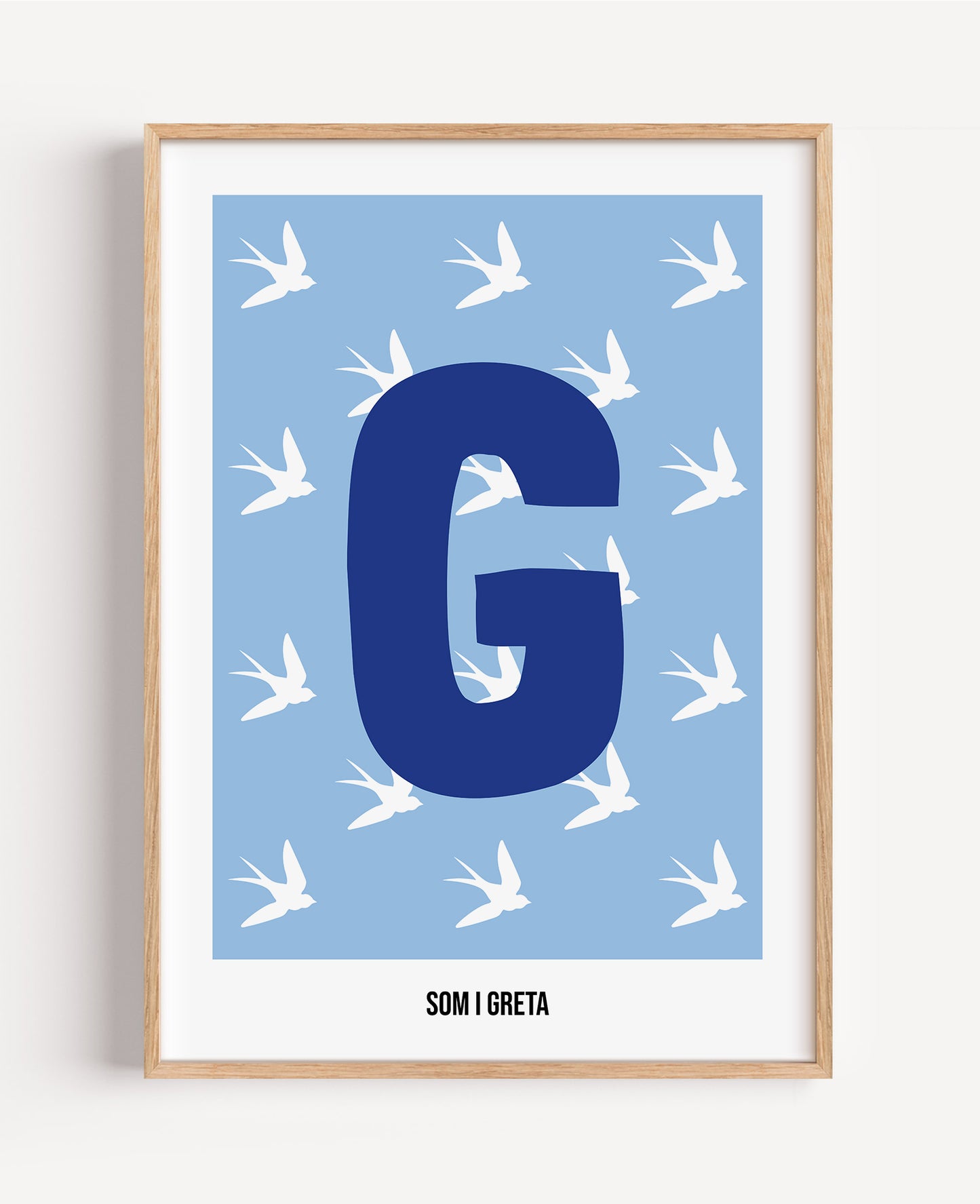 Bokstavsposter med fåglar – blå