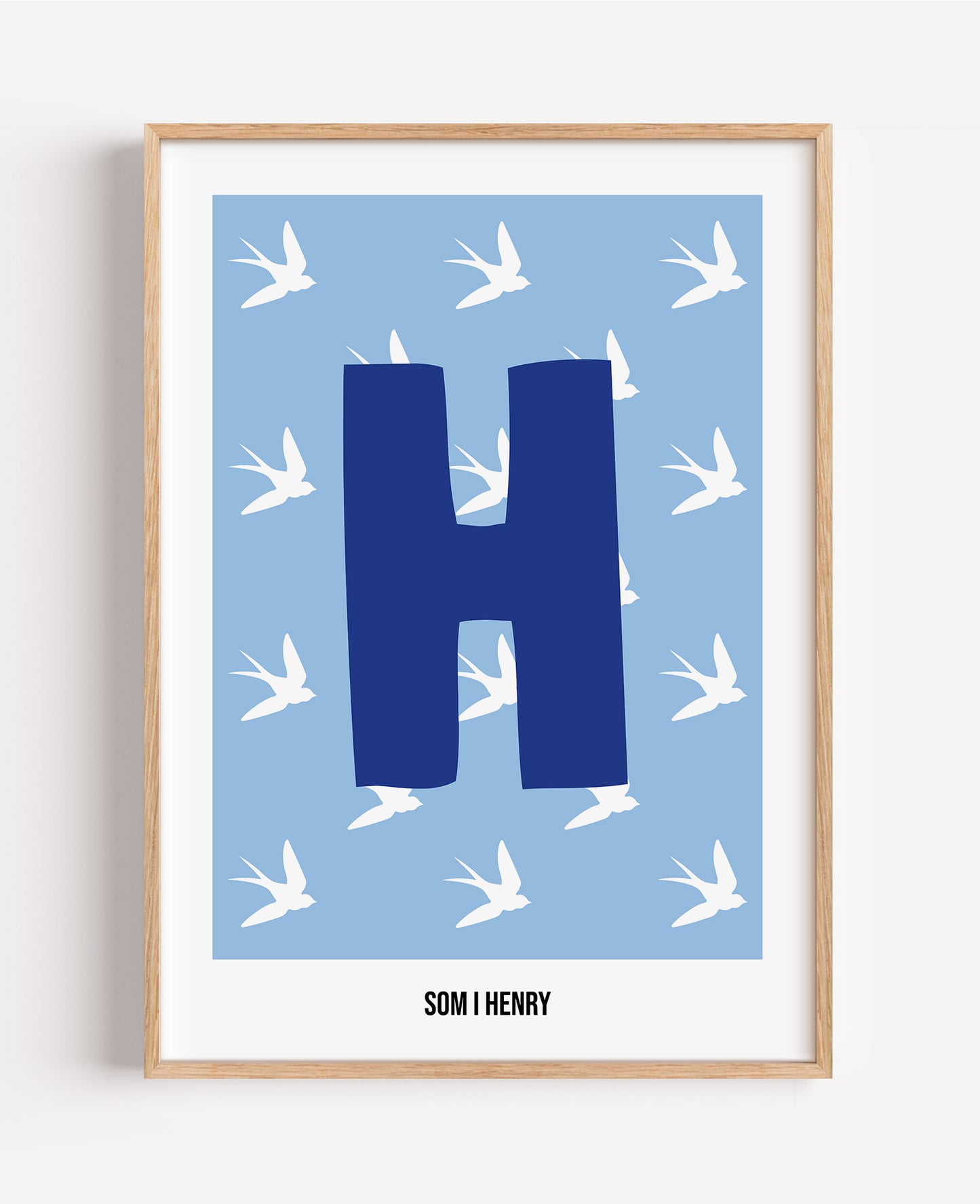 Bokstavsposter med fåglar – blå