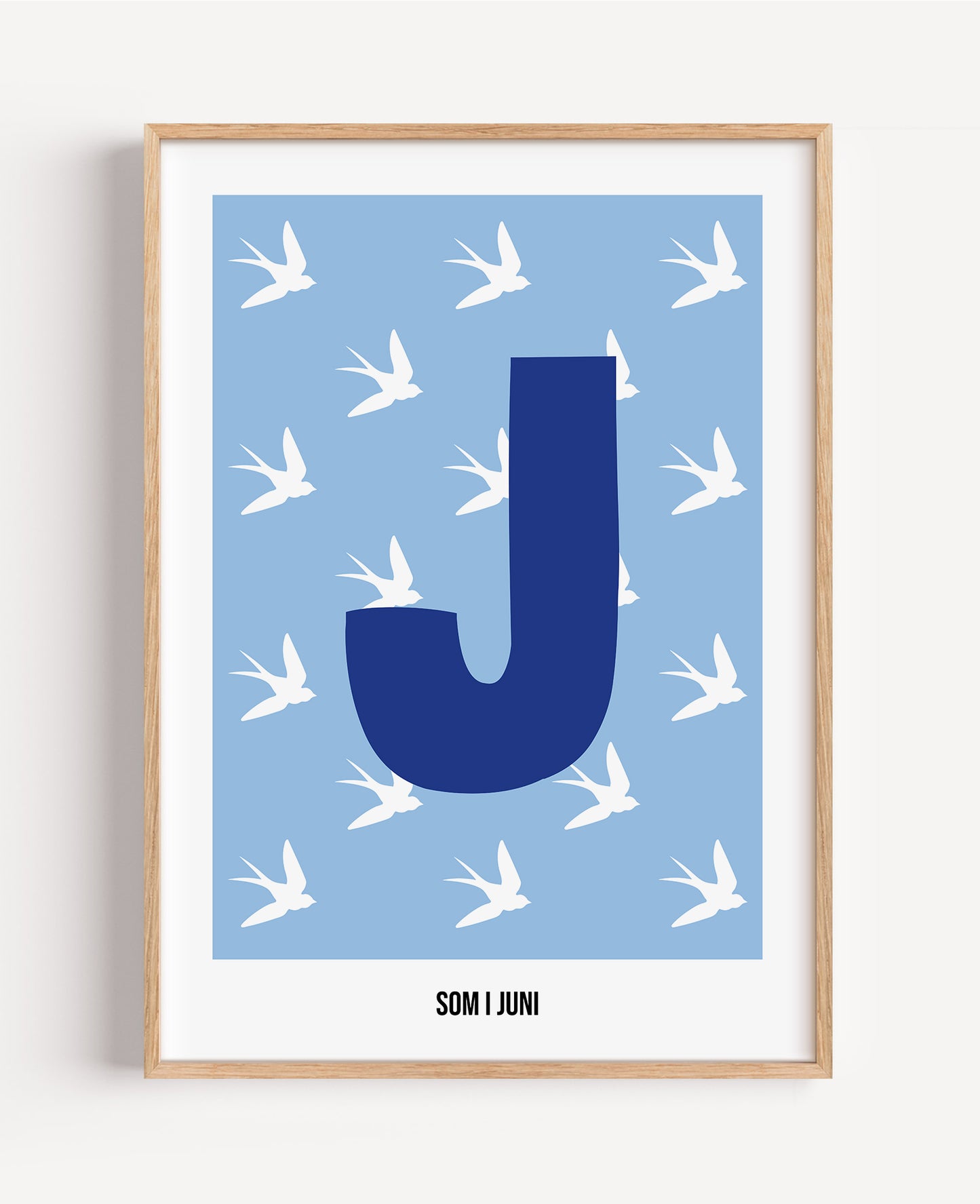 Bokstavsposter med fåglar – blå
