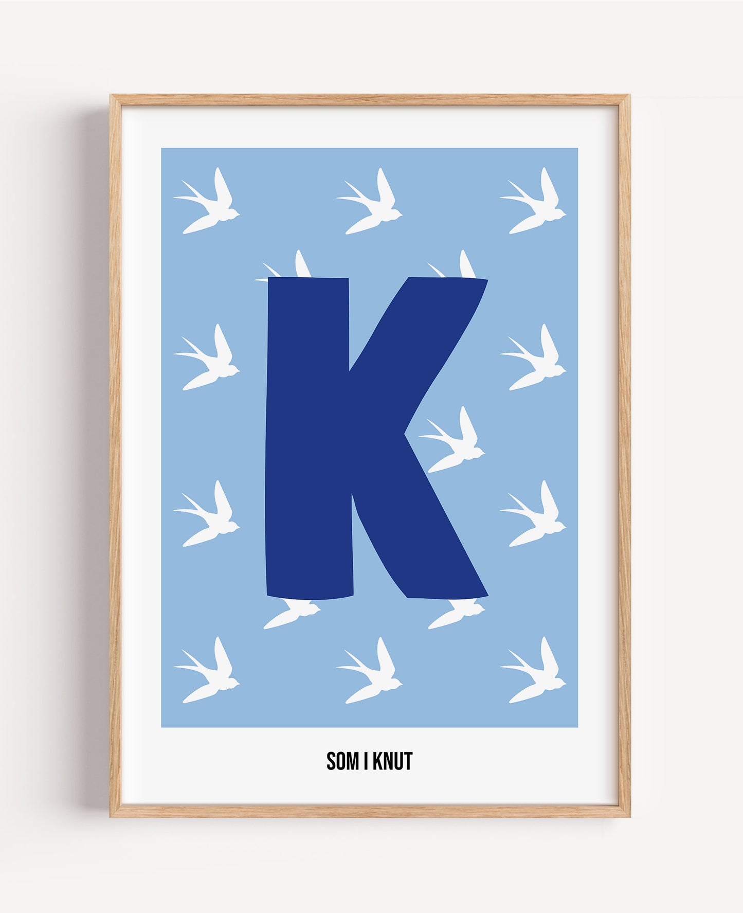 Bokstavsposter med fåglar – blå