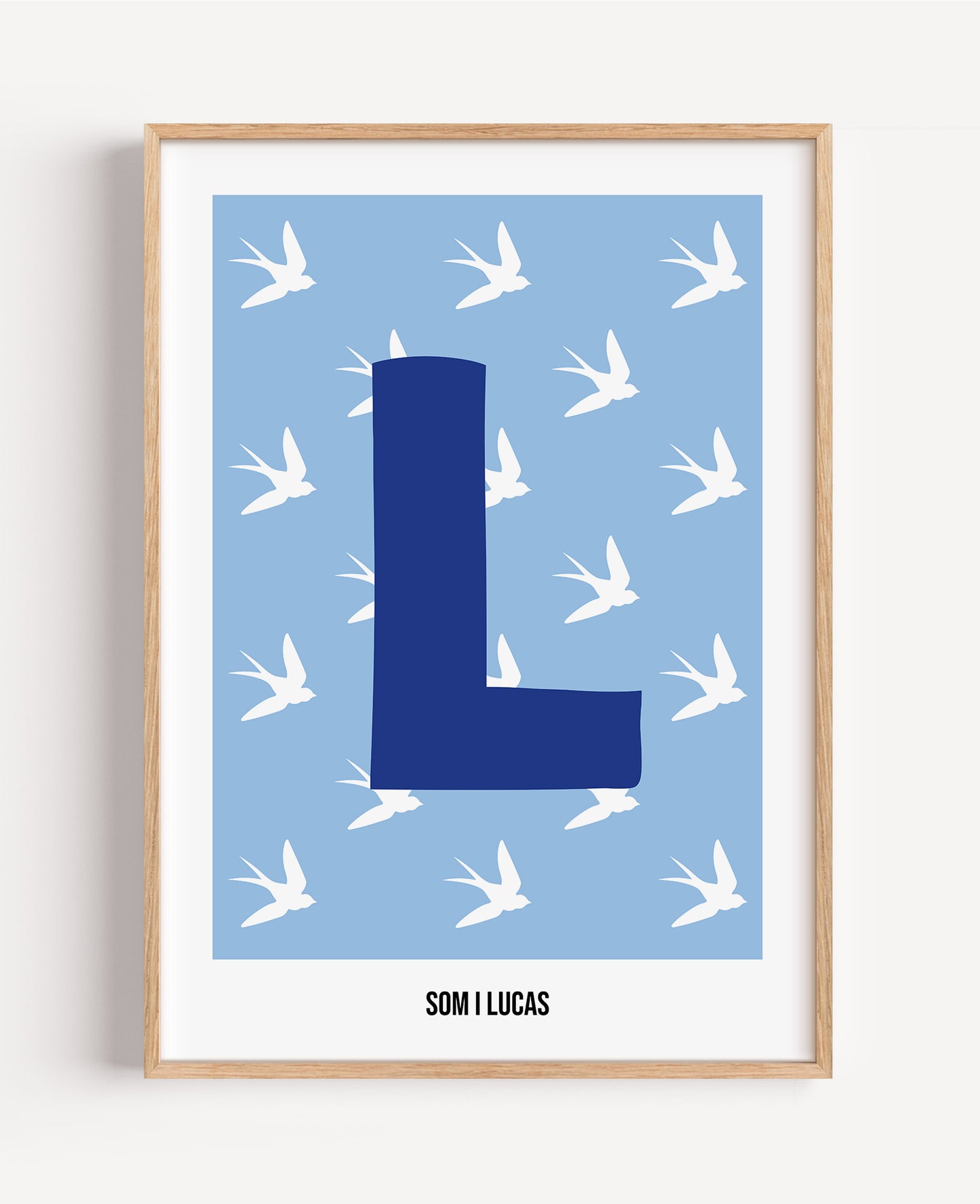 Bokstavsposter med fåglar – blå
