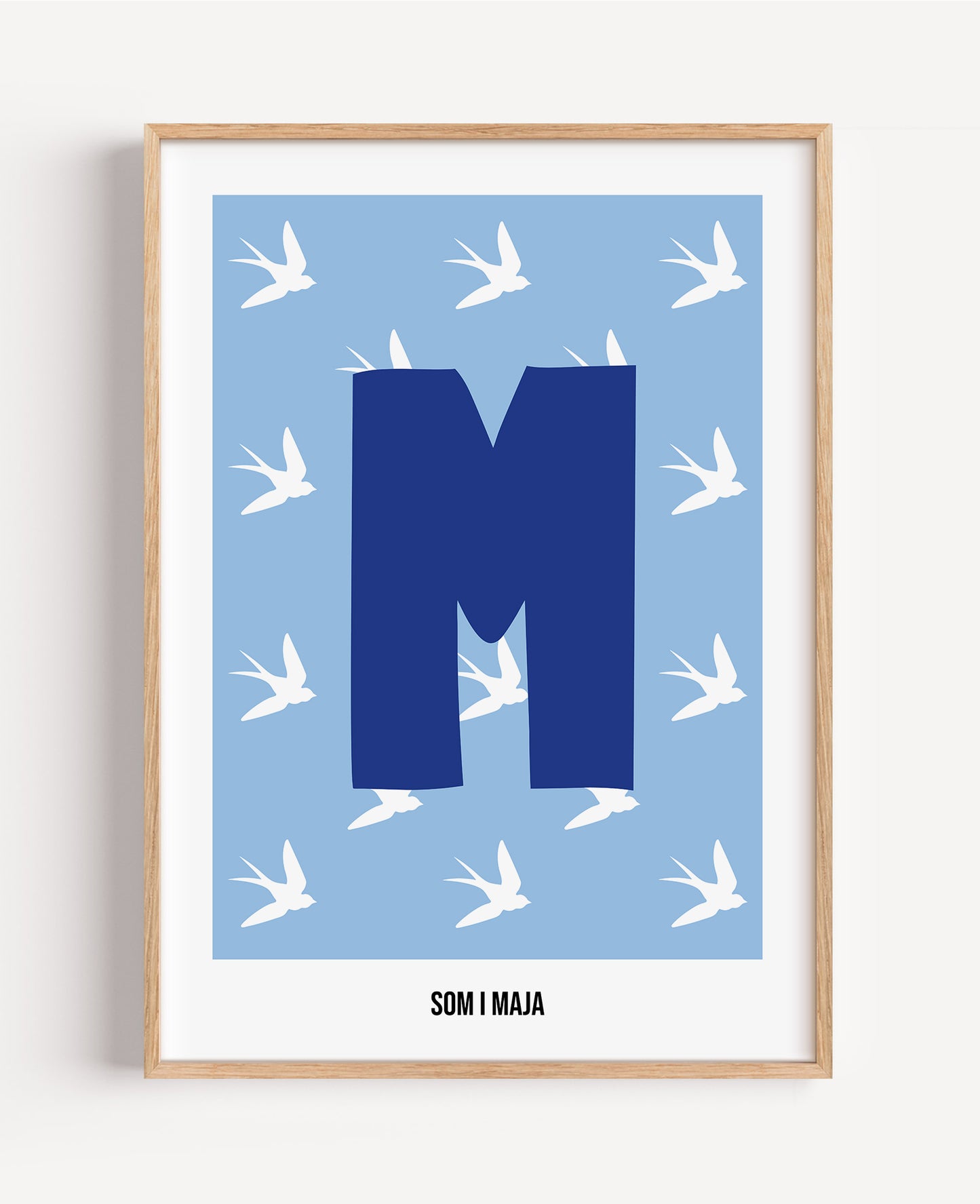 Bokstavsposter med fåglar – blå