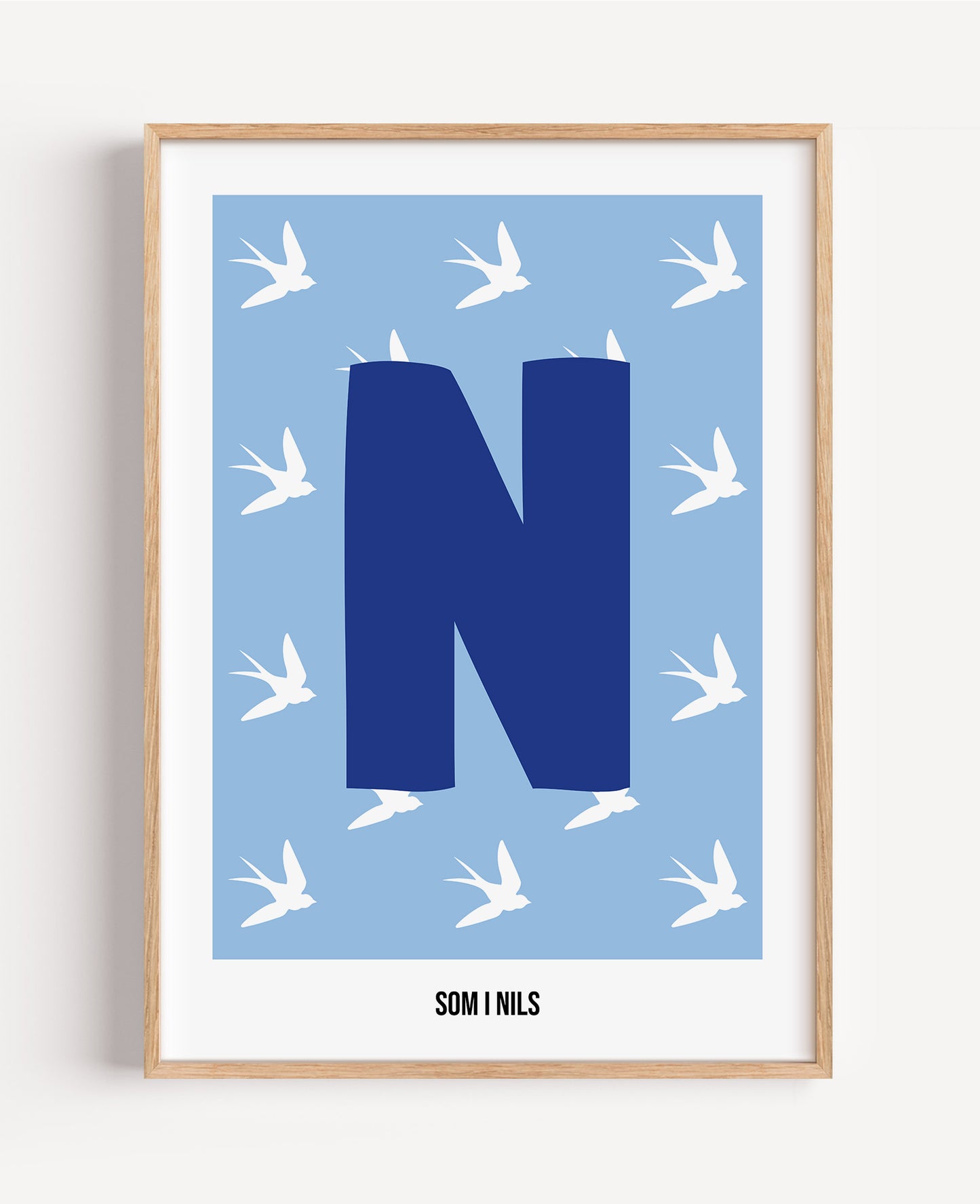 Bokstavsposter med fåglar – blå