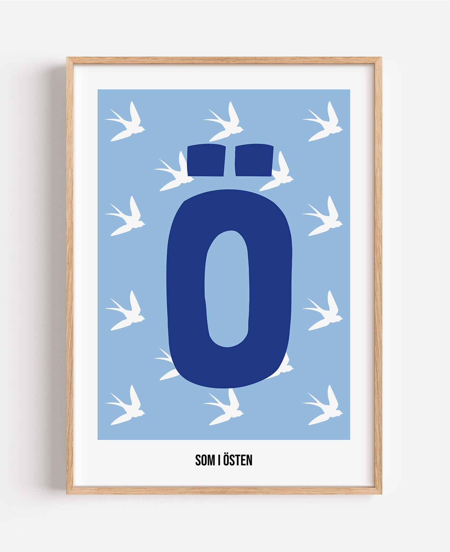 Bokstavsposter med fåglar – blå