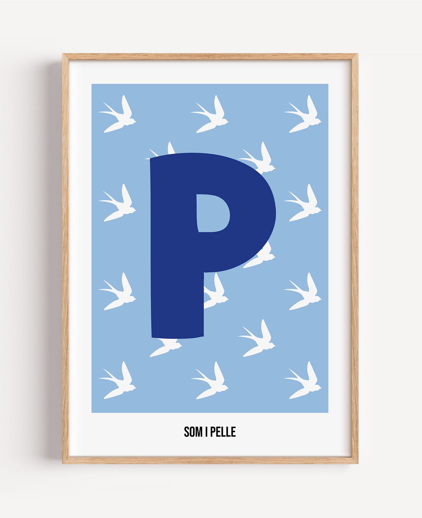 Bokstavsposter med fåglar – blå