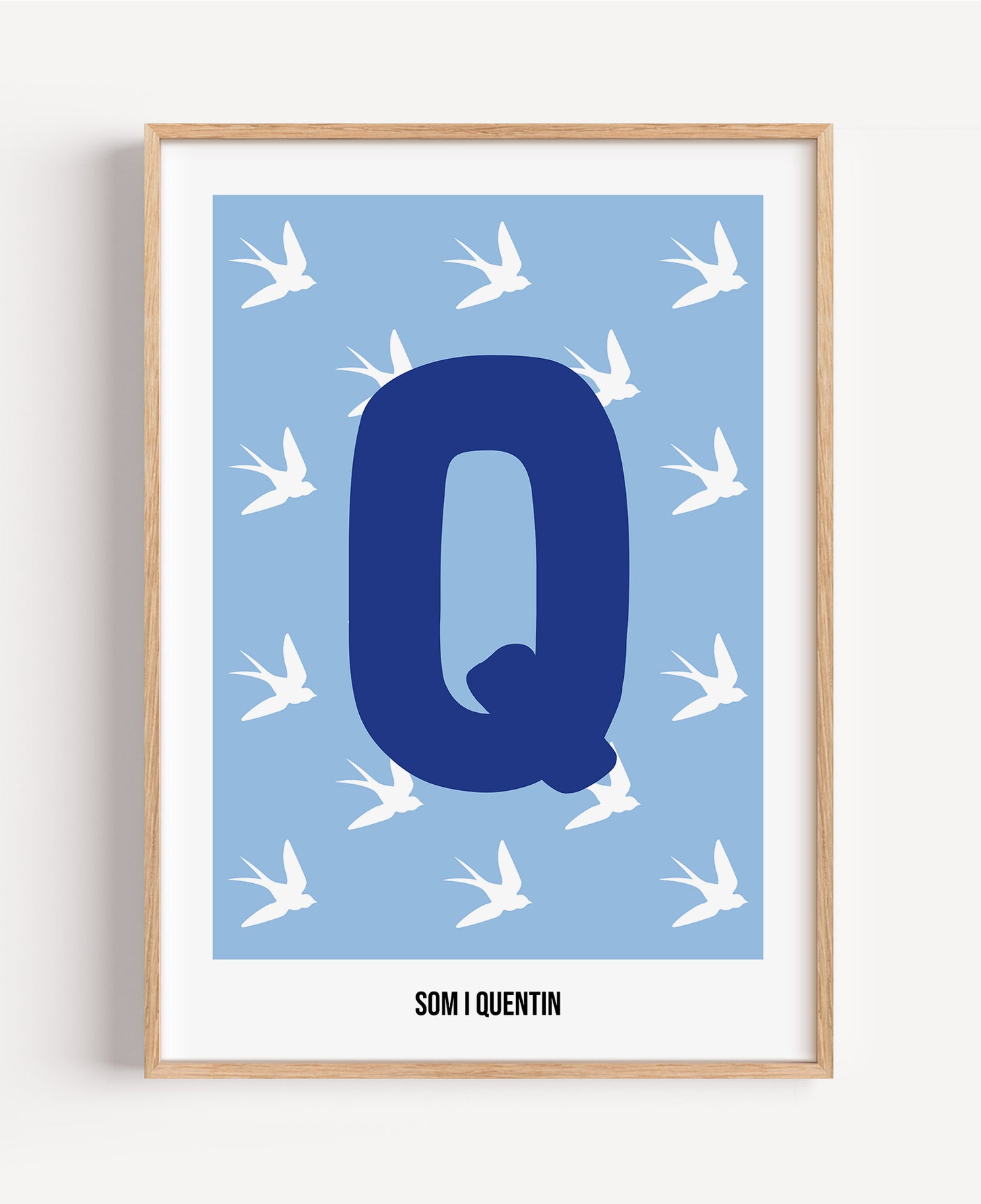 Bokstavsposter med fåglar – blå