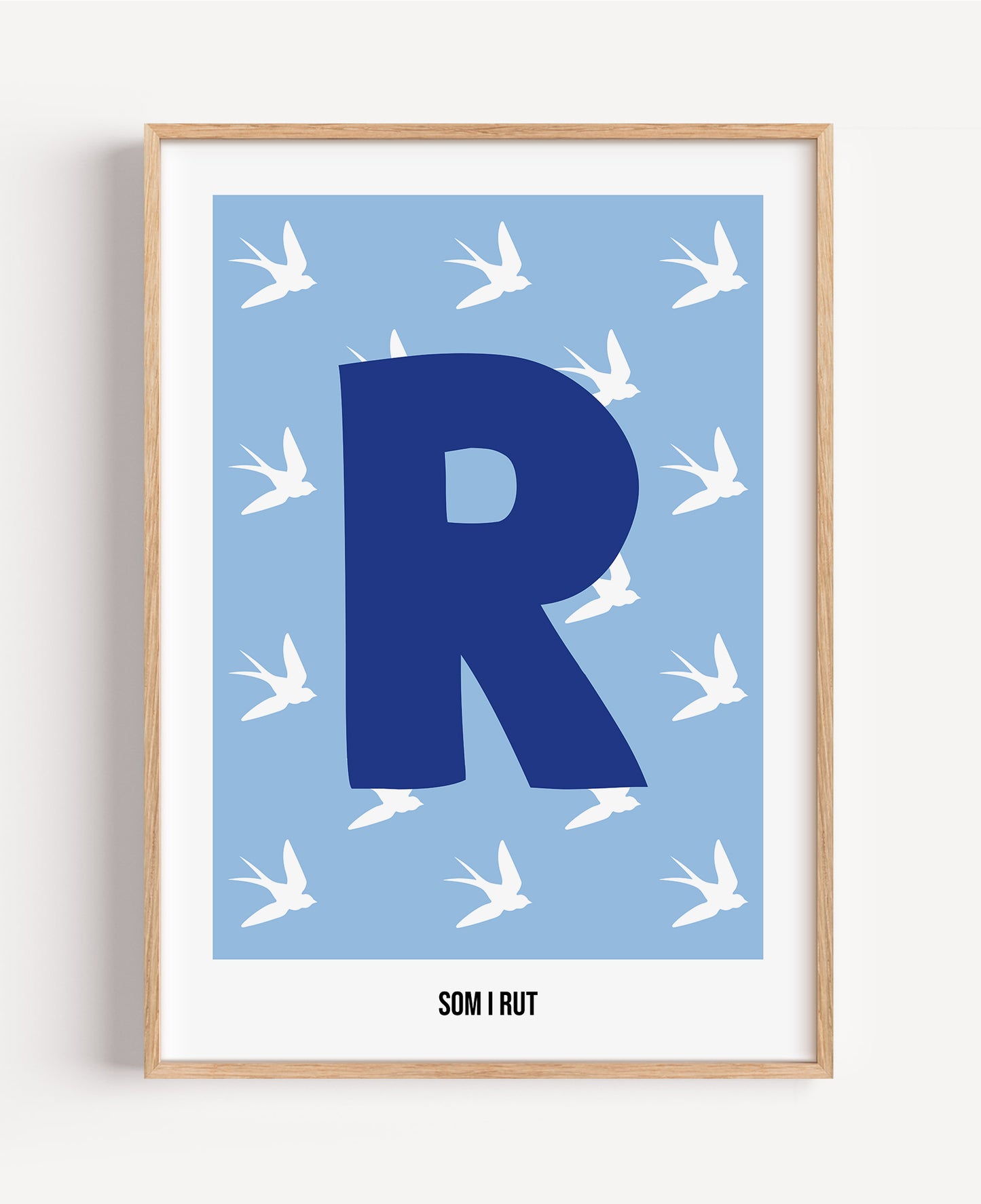 Bokstavsposter med fåglar – blå