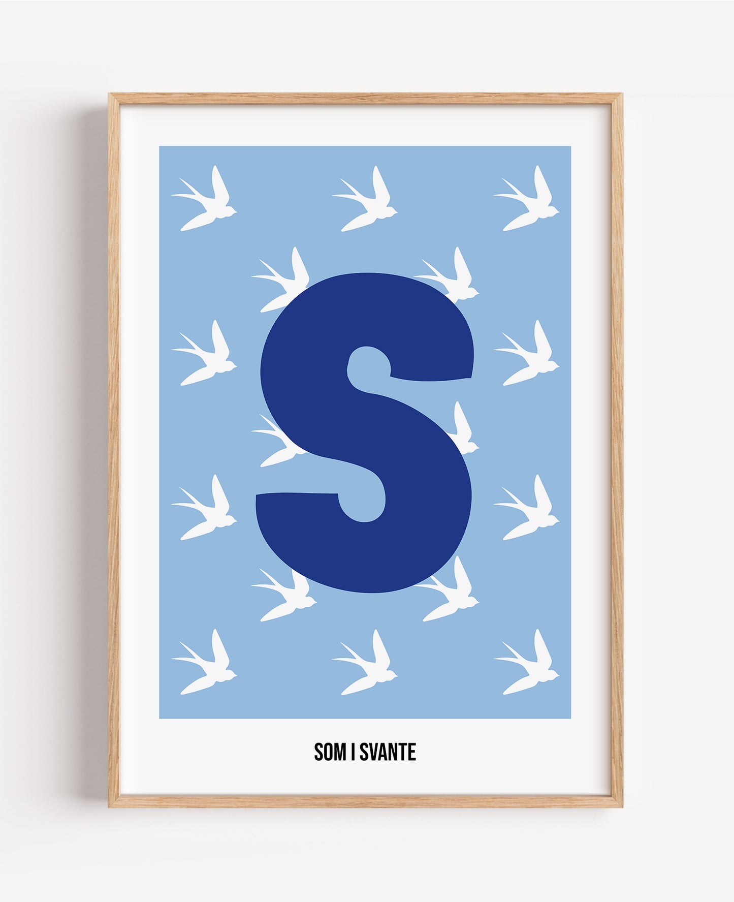 Bokstavsposter med fåglar – blå