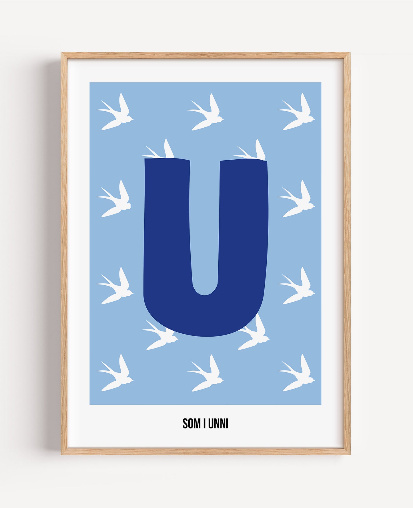 Bokstavsposter med fåglar – blå