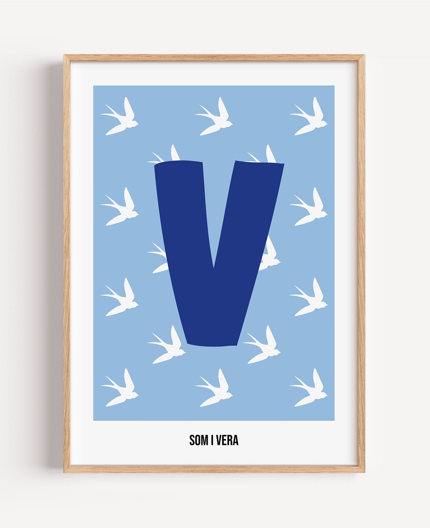Bokstavsposter med fåglar – blå