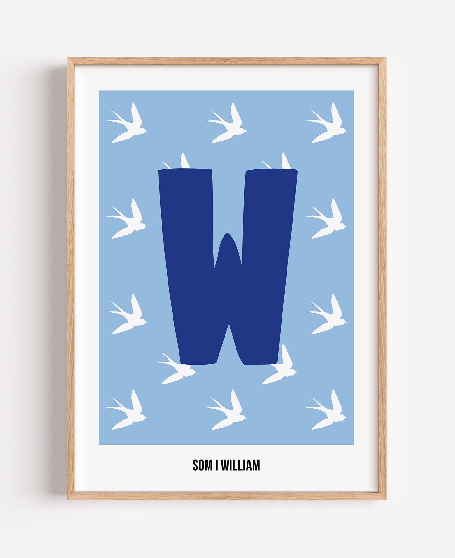 Bokstavsposter med fåglar – blå