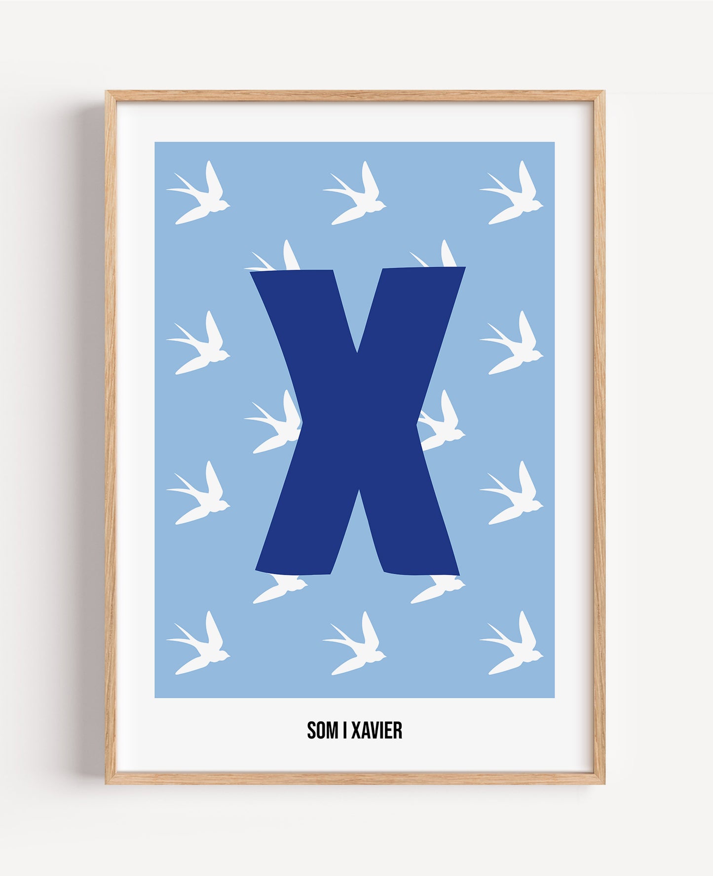 Bokstavsposter med fåglar – blå