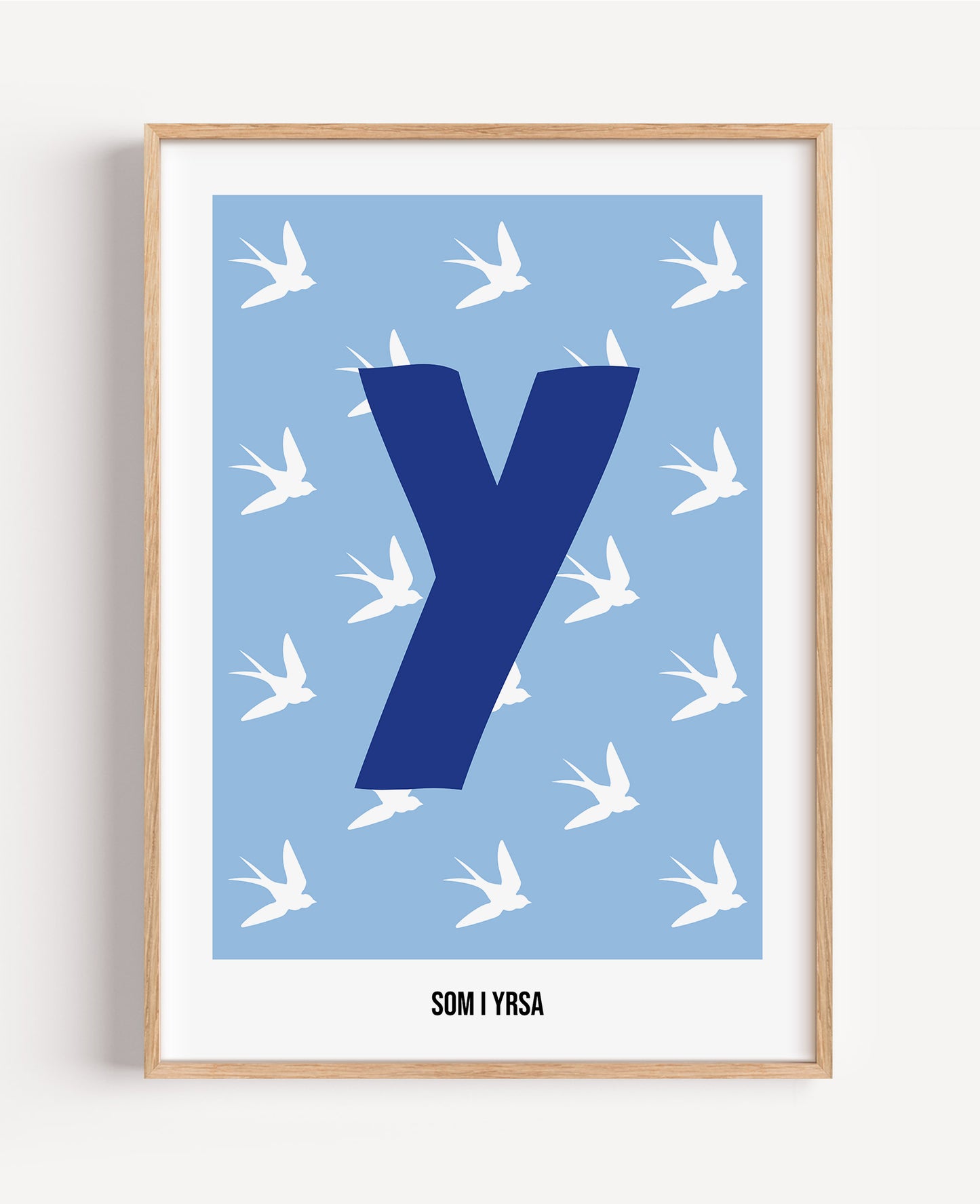 Bokstavsposter med fåglar – blå