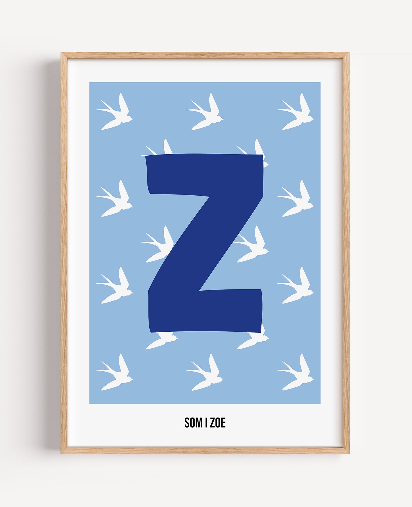 Bokstavsposter med fåglar – blå