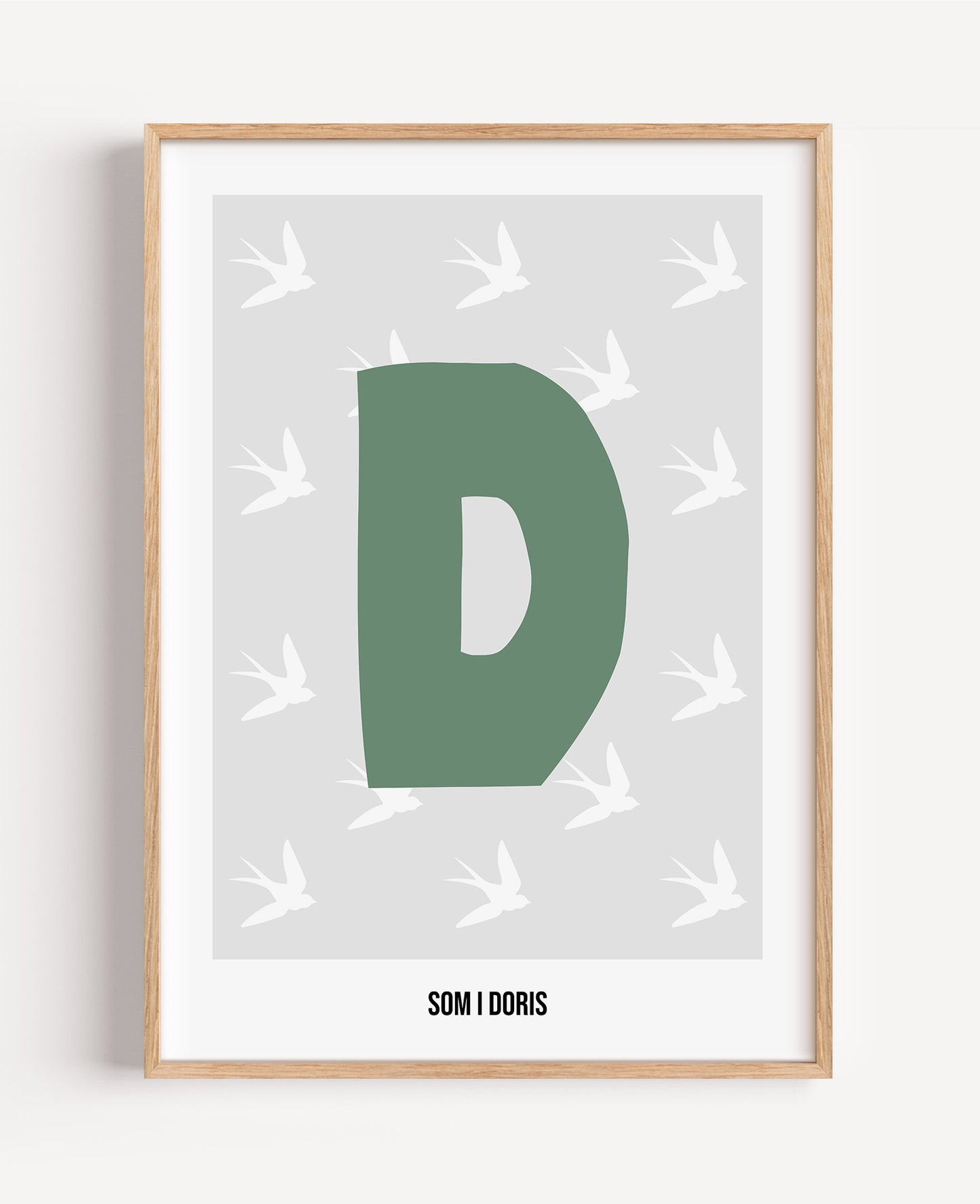 Bokstavsposter med fåglar – grå