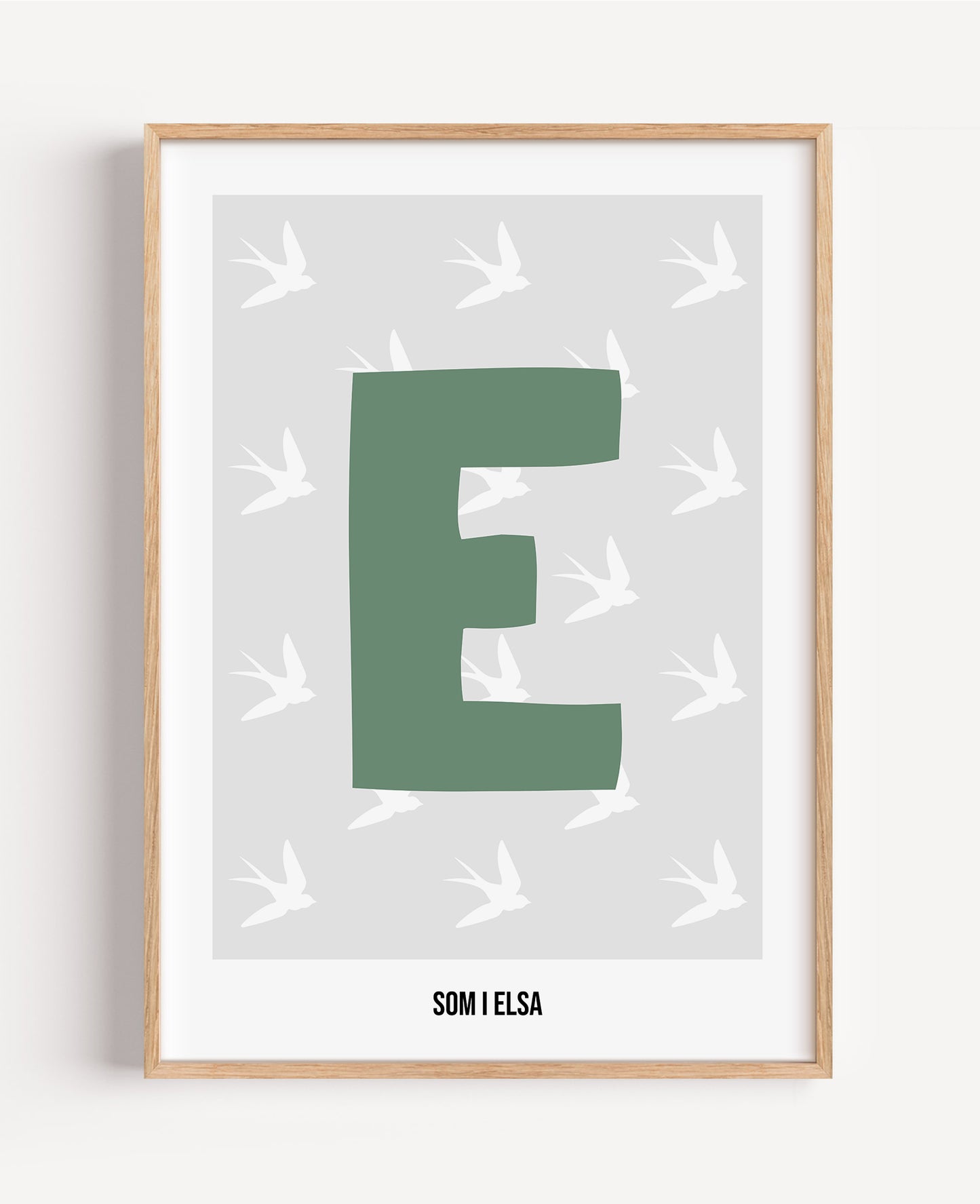 Bokstavsposter med fåglar – grå