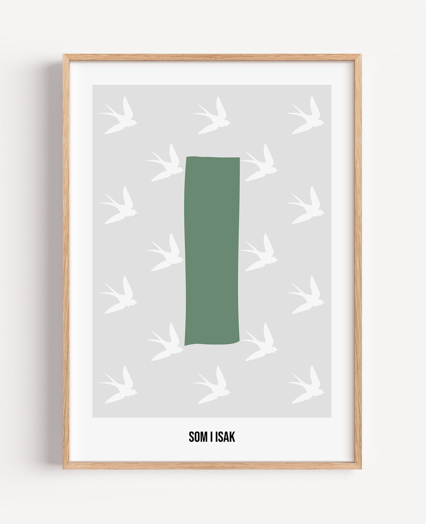 Bokstavsposter med fåglar – grå