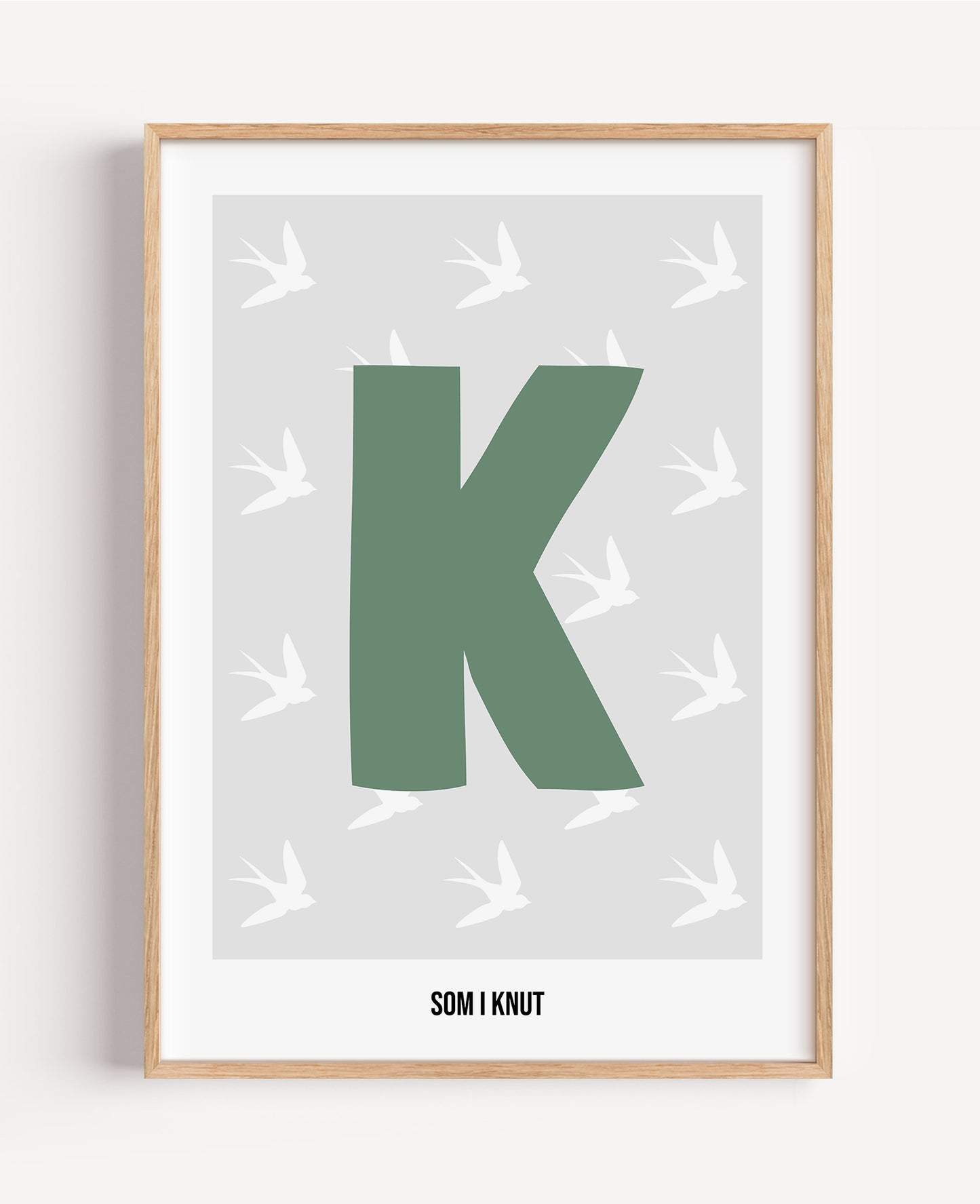 Bokstavsposter med fåglar – grå