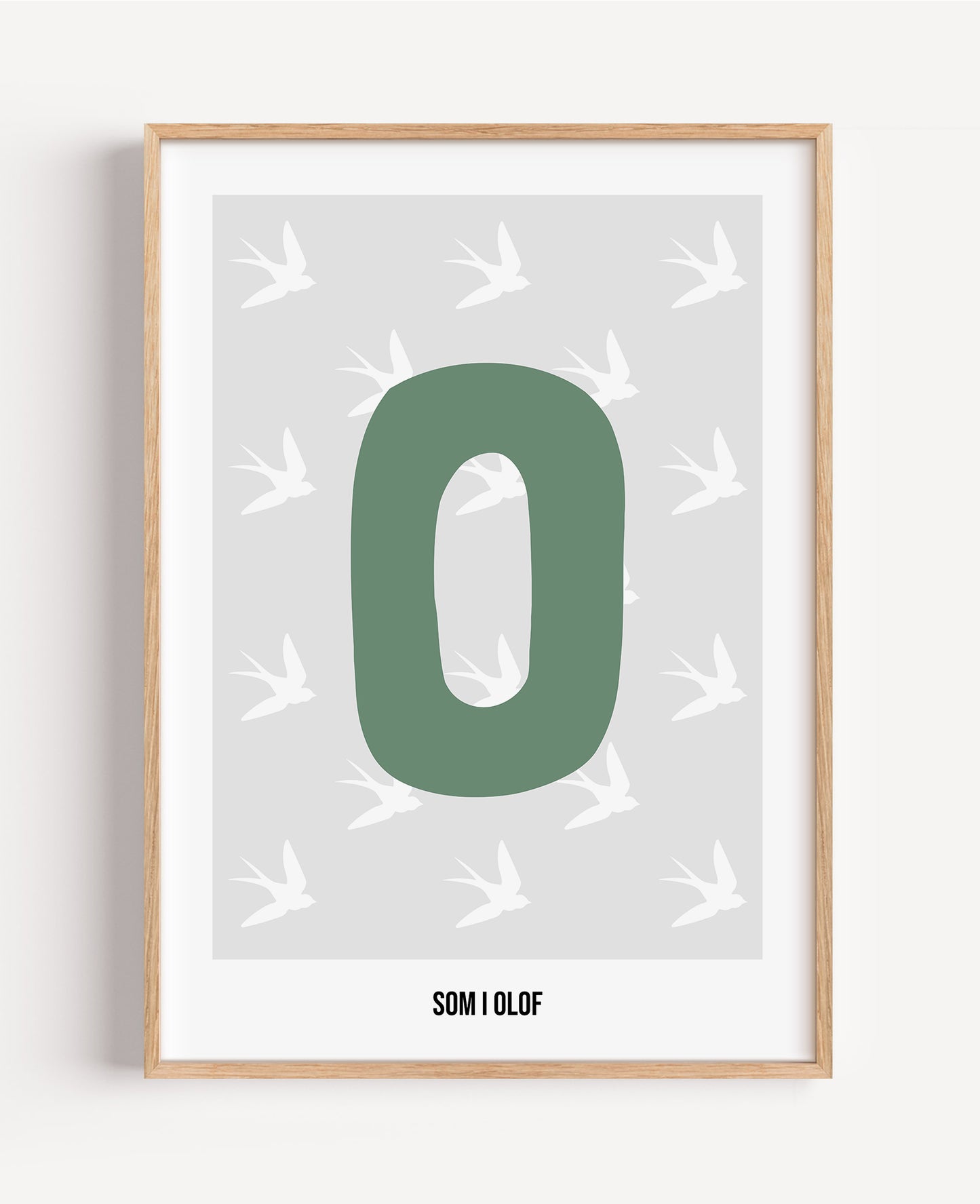 Bokstavsposter med fåglar – grå