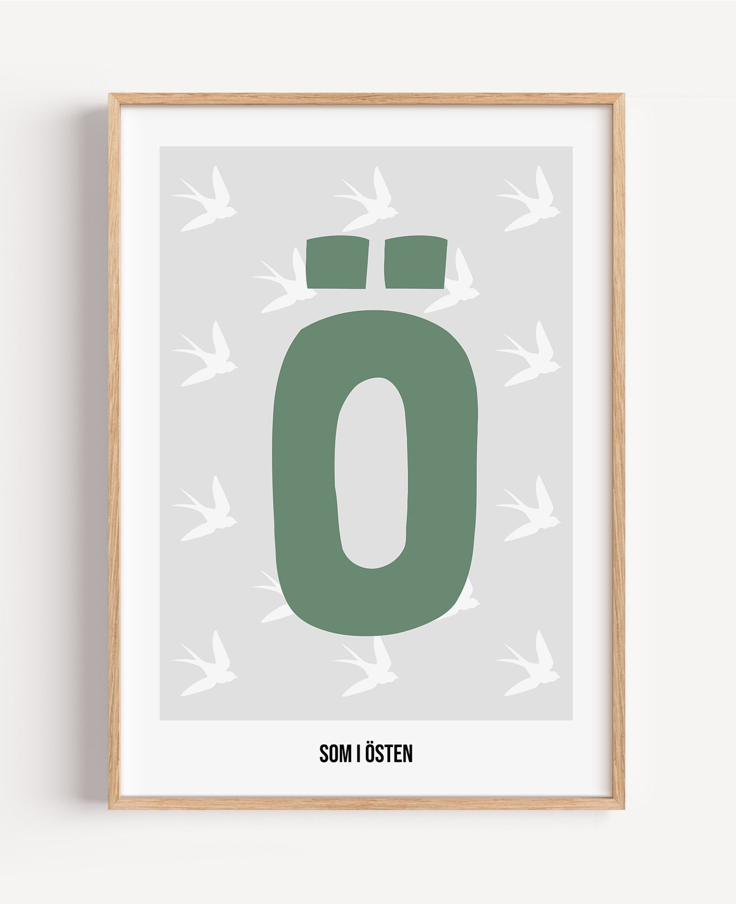 Bokstavsposter med fåglar – grå