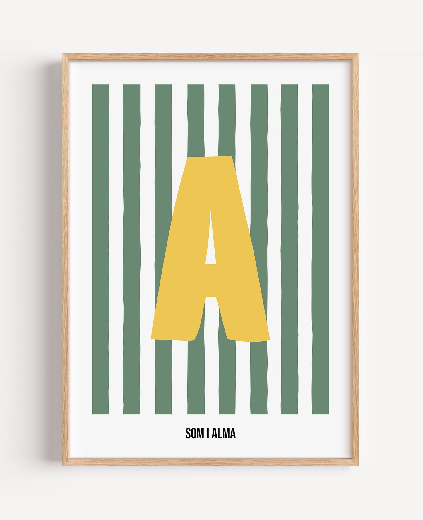 Randig bokstavsposter – grön & vit