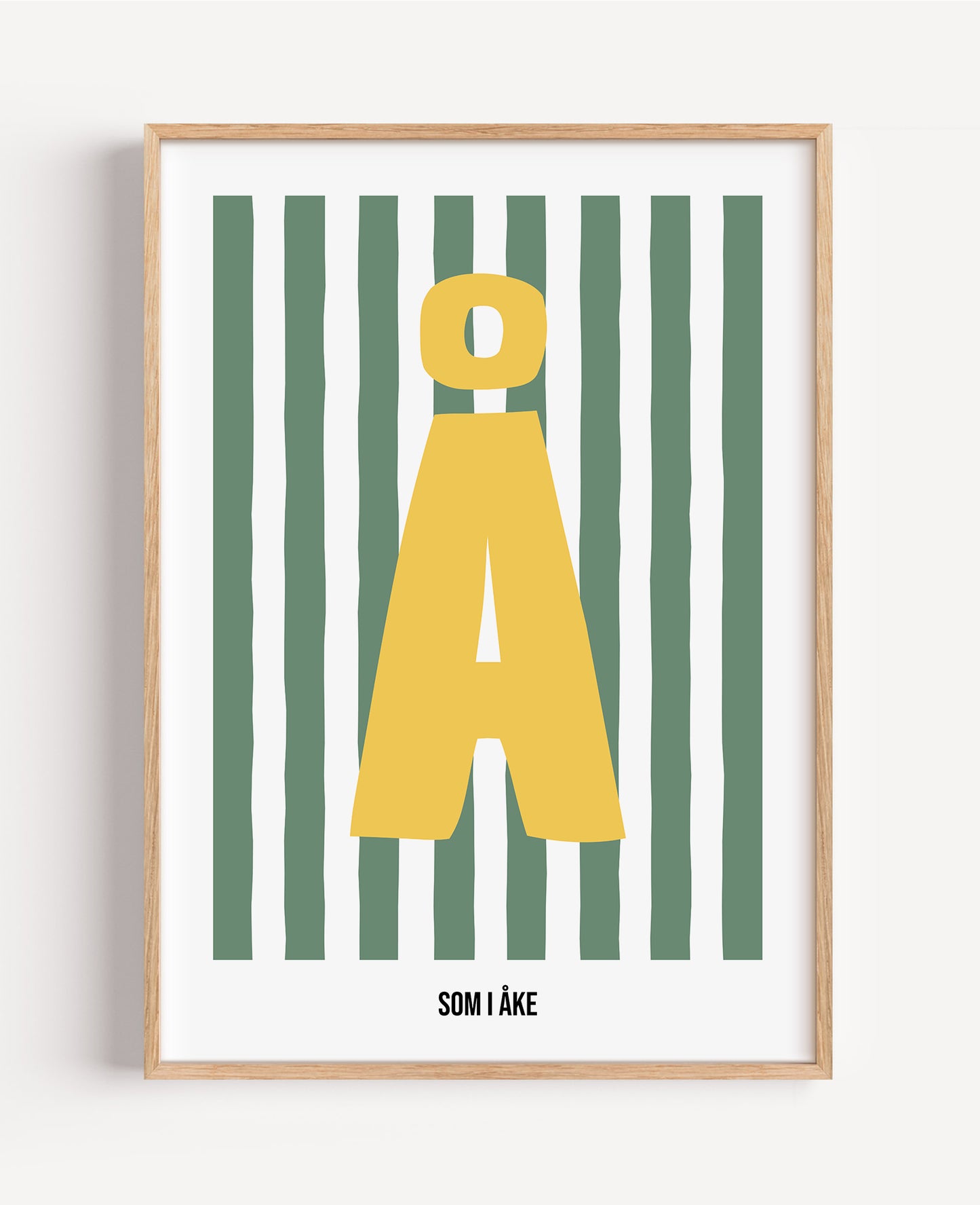 Randig bokstavsposter – grön & vit