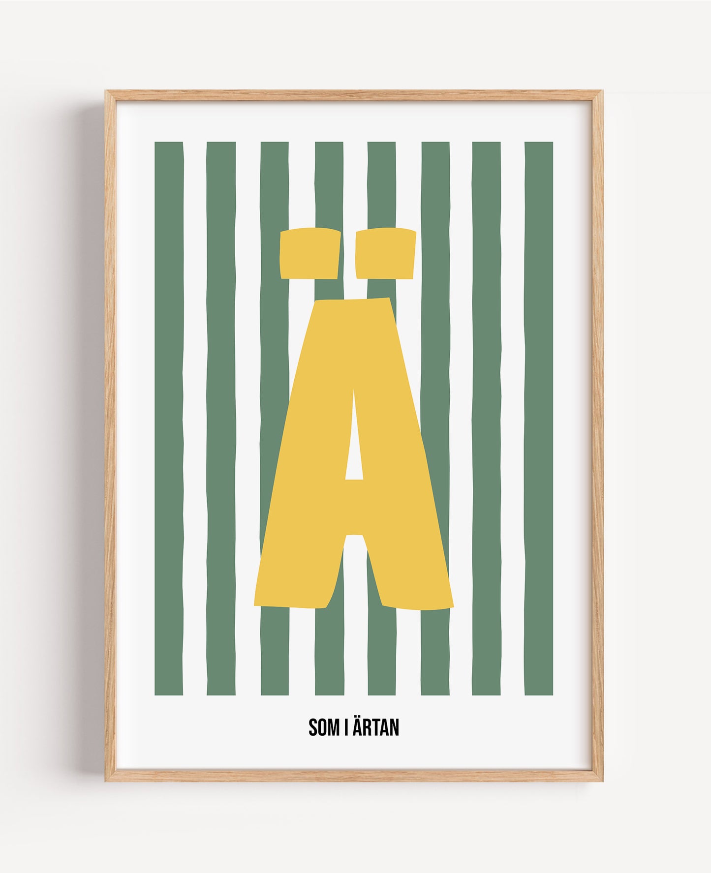 Randig bokstavsposter – grön & vit