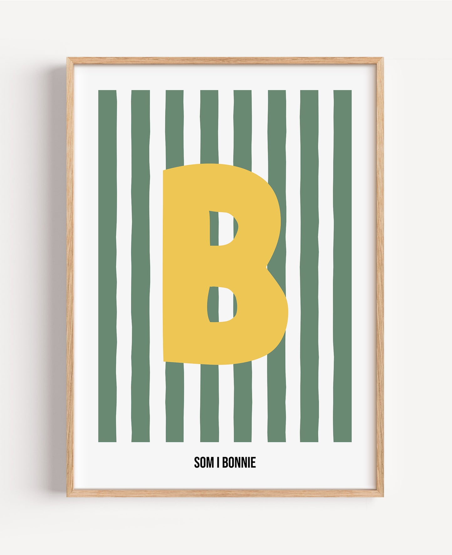 Randig bokstavsposter – grön & vit