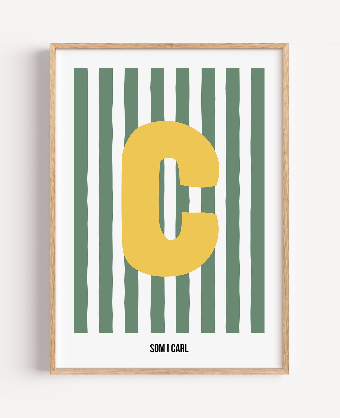 Randig bokstavsposter – grön & vit