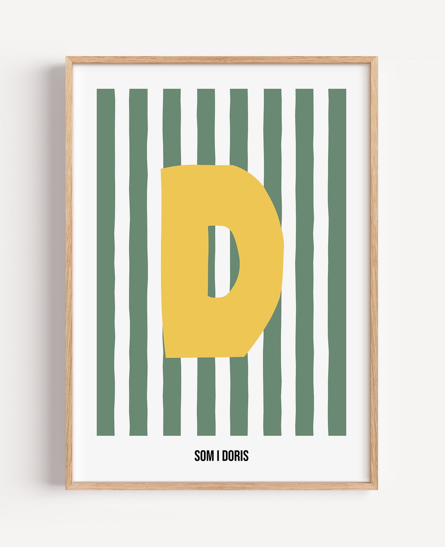 Randig bokstavsposter – grön & vit