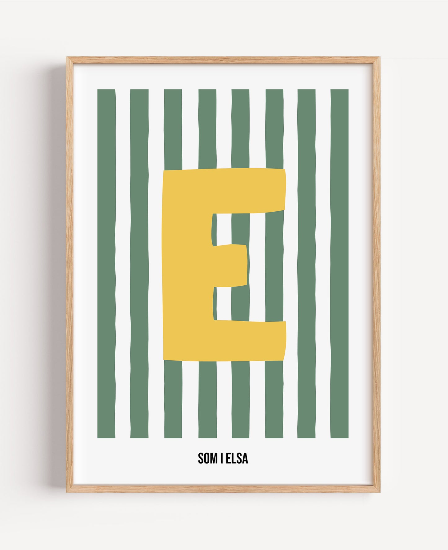 Randig bokstavsposter – grön & vit