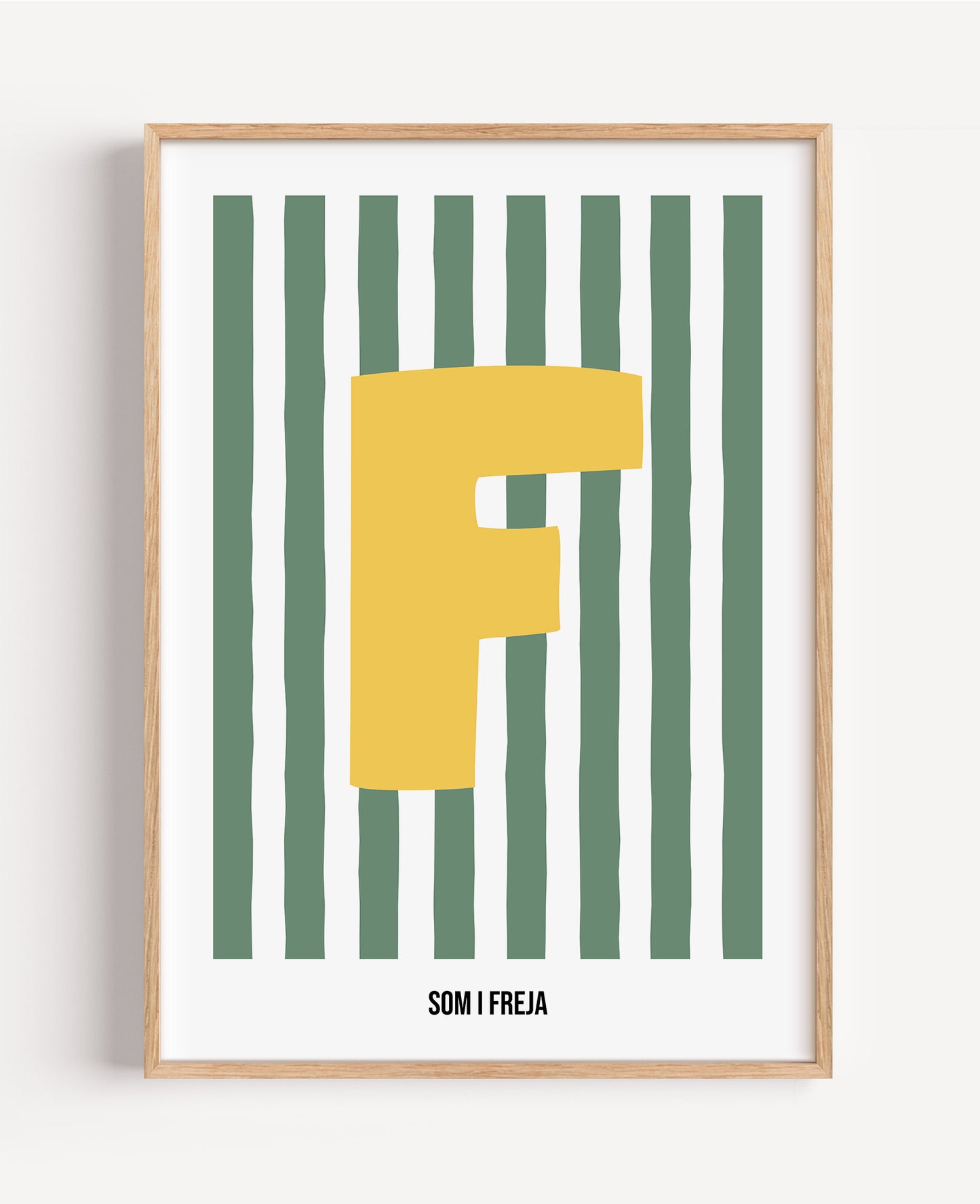 Randig bokstavsposter – grön & vit