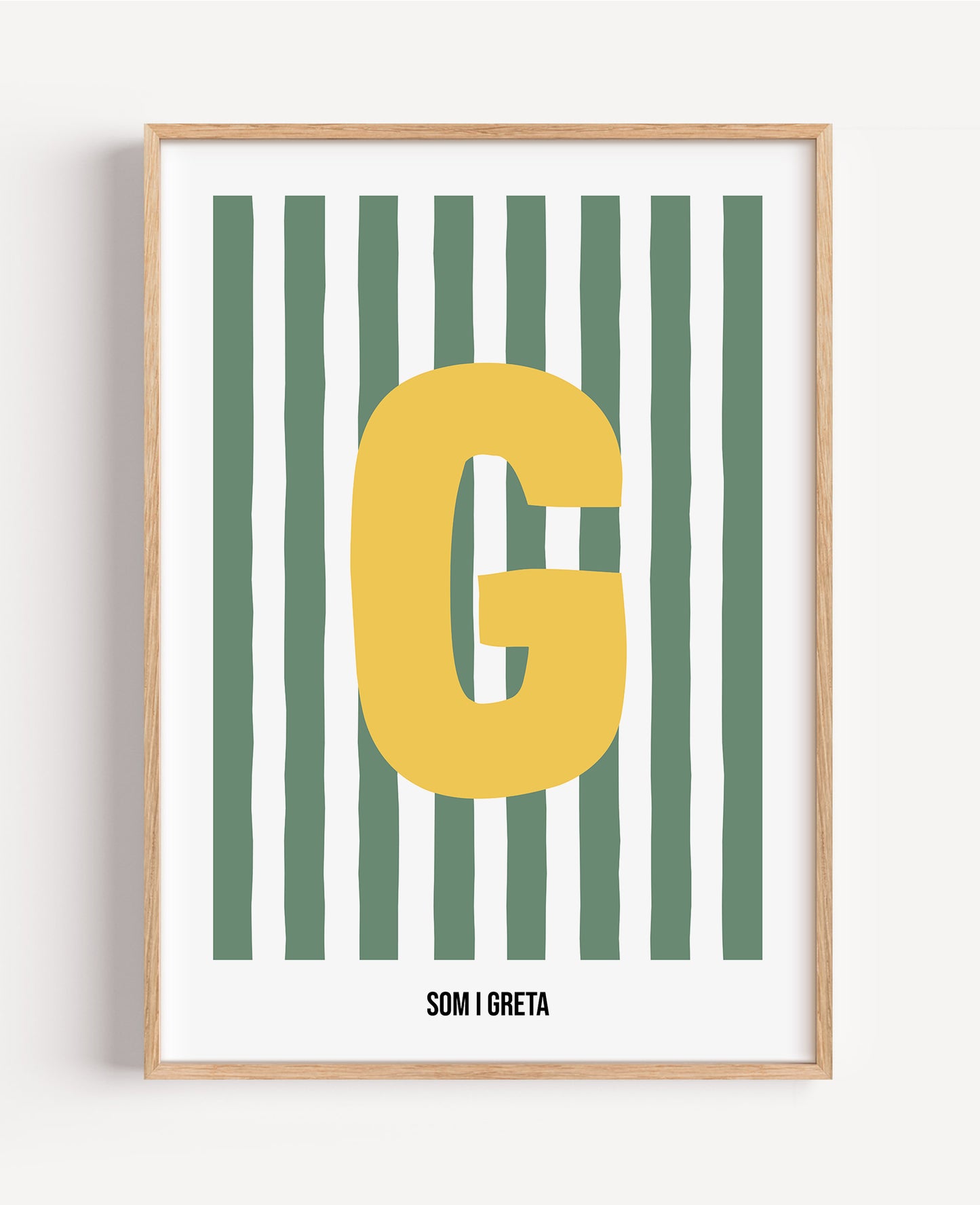 Randig bokstavsposter – grön & vit
