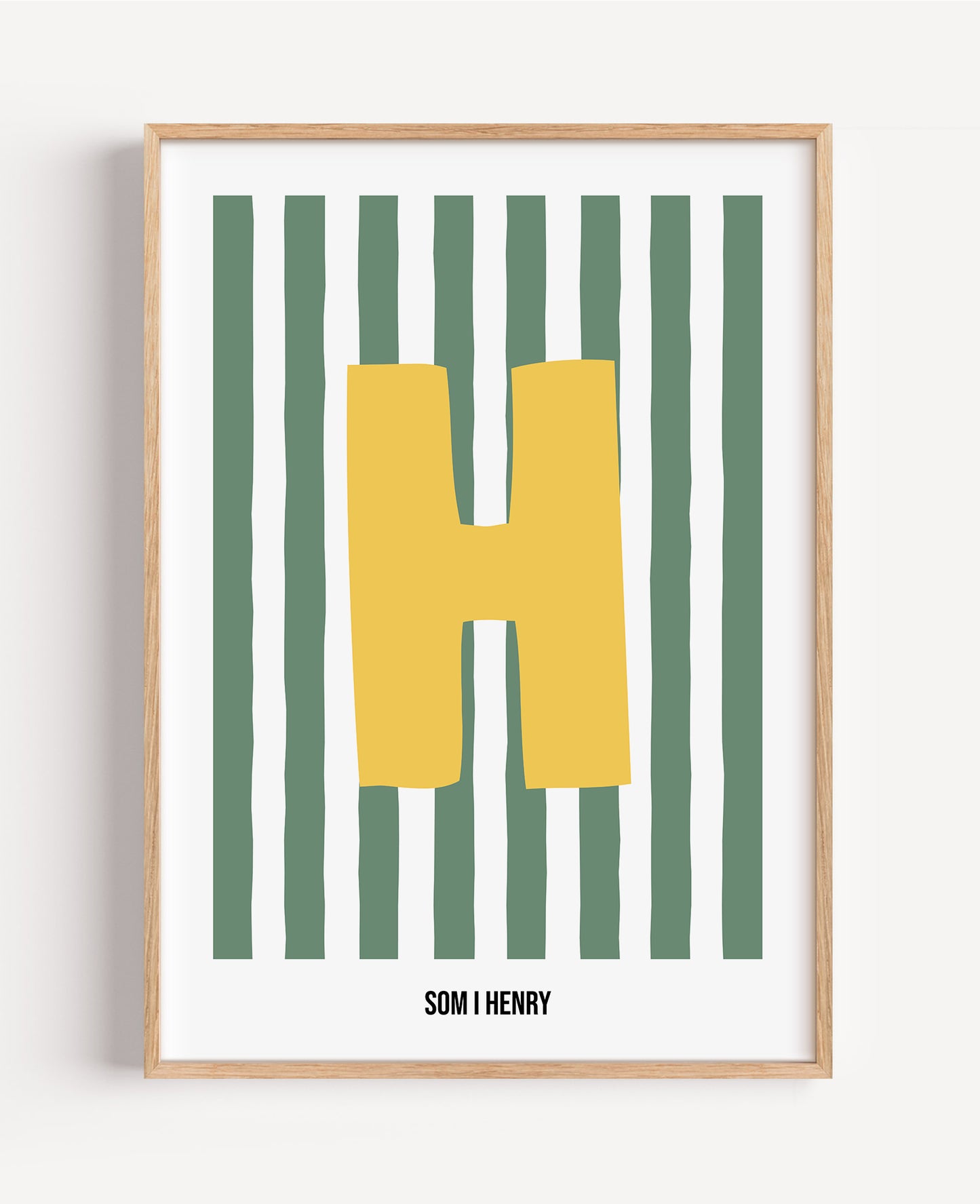 Randig bokstavsposter – grön & vit