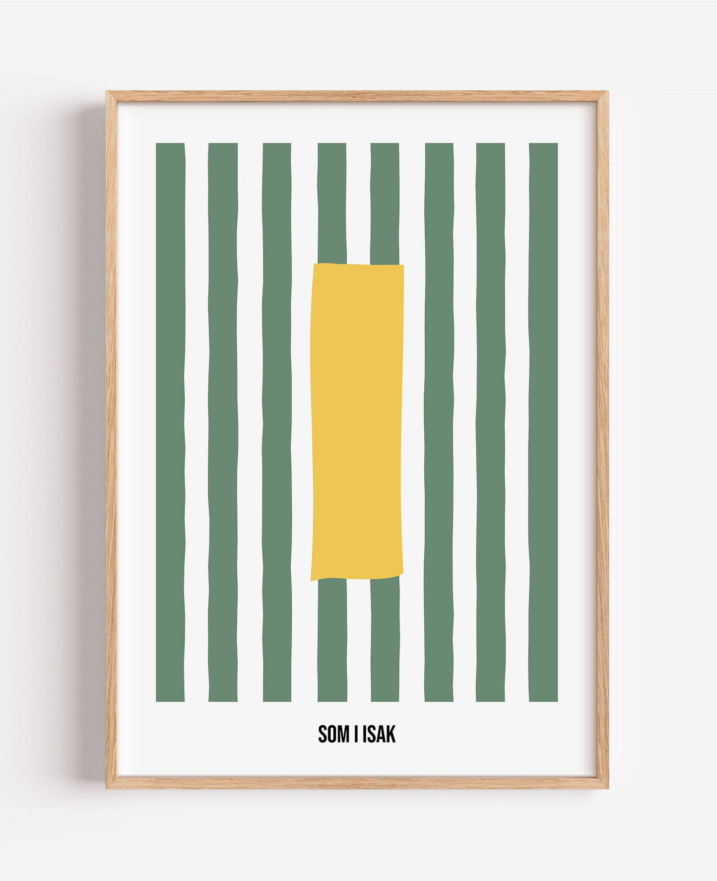 Randig bokstavsposter – grön & vit