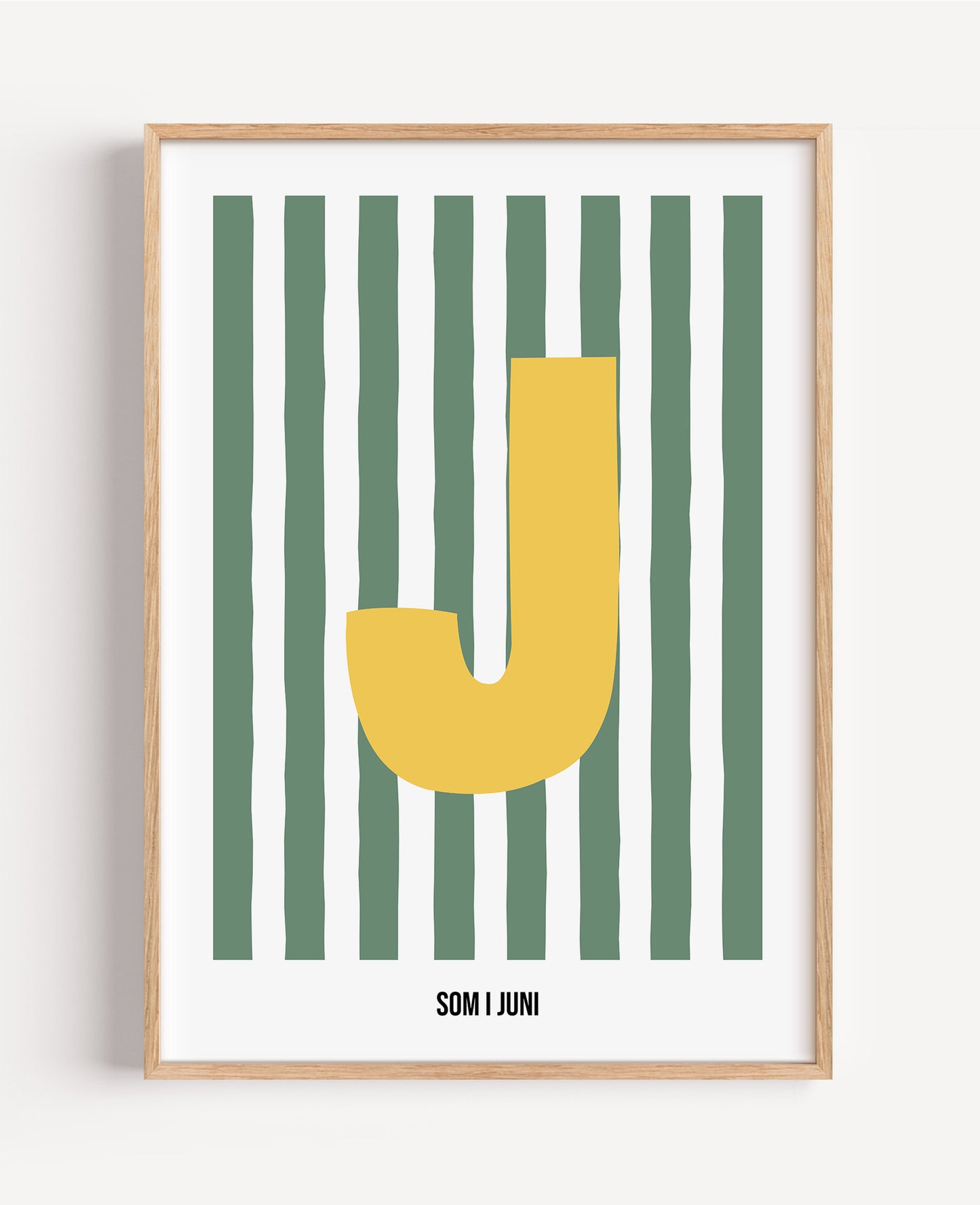 Randig bokstavsposter – grön & vit