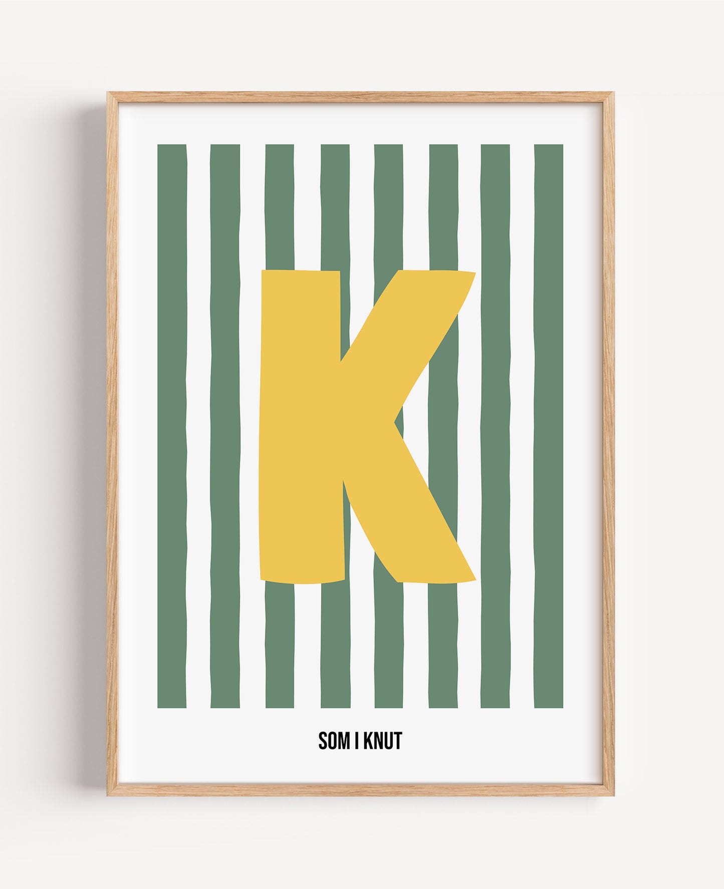 Randig bokstavsposter – grön & vit