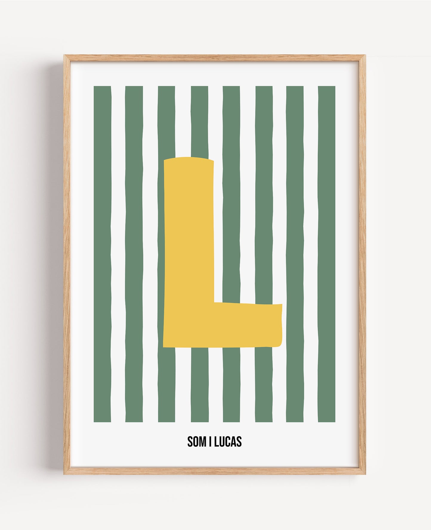 Randig bokstavsposter – grön & vit