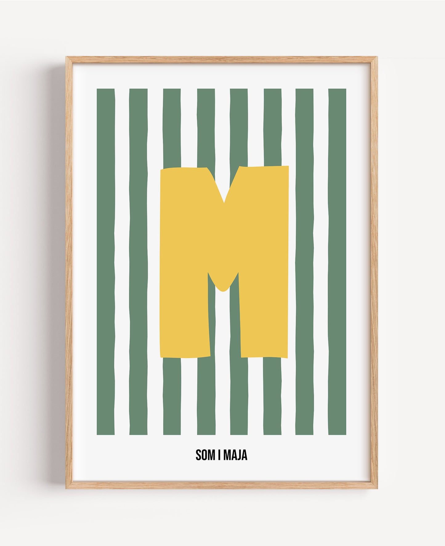 Randig bokstavsposter – grön & vit