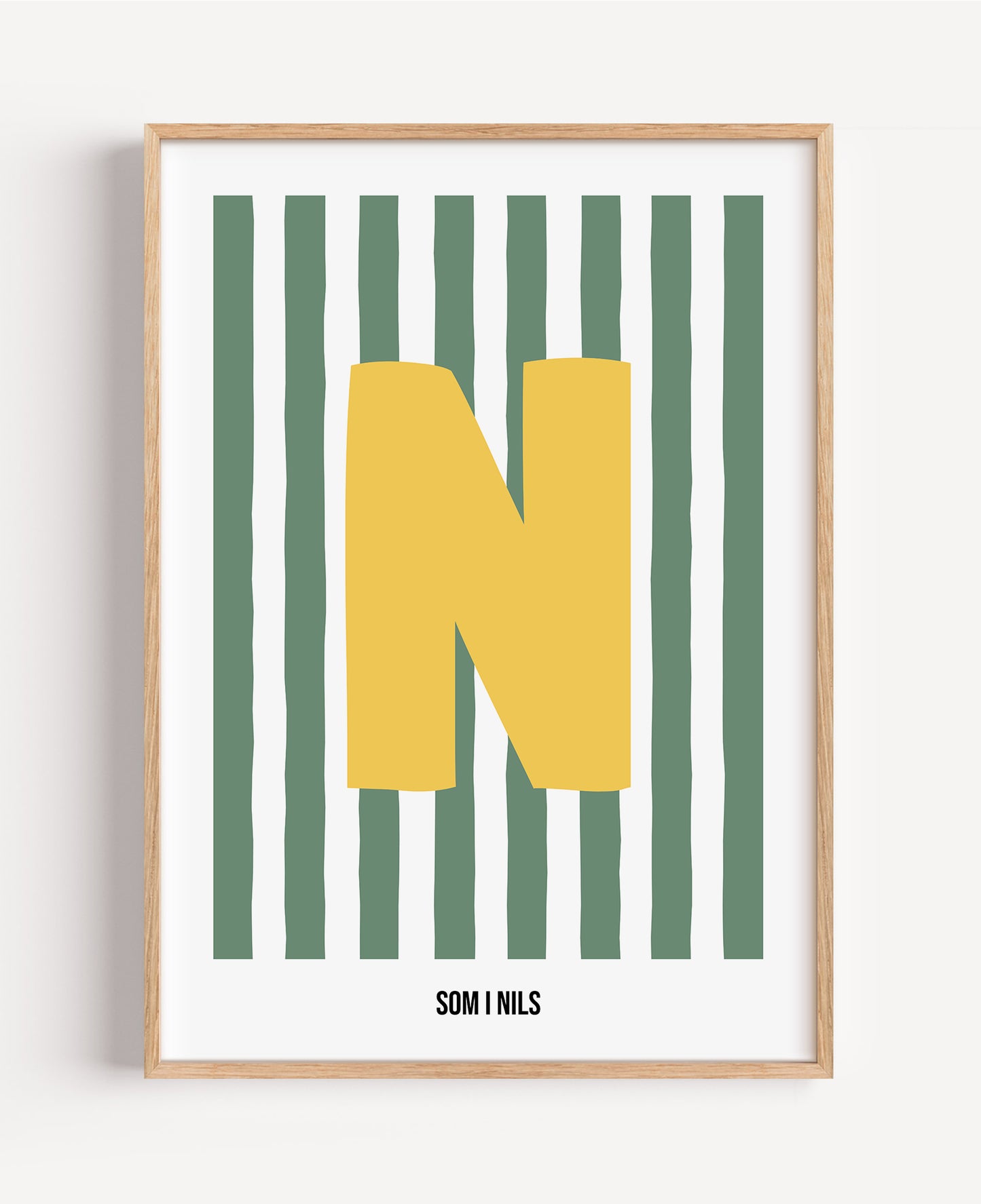 Randig bokstavsposter – grön & vit